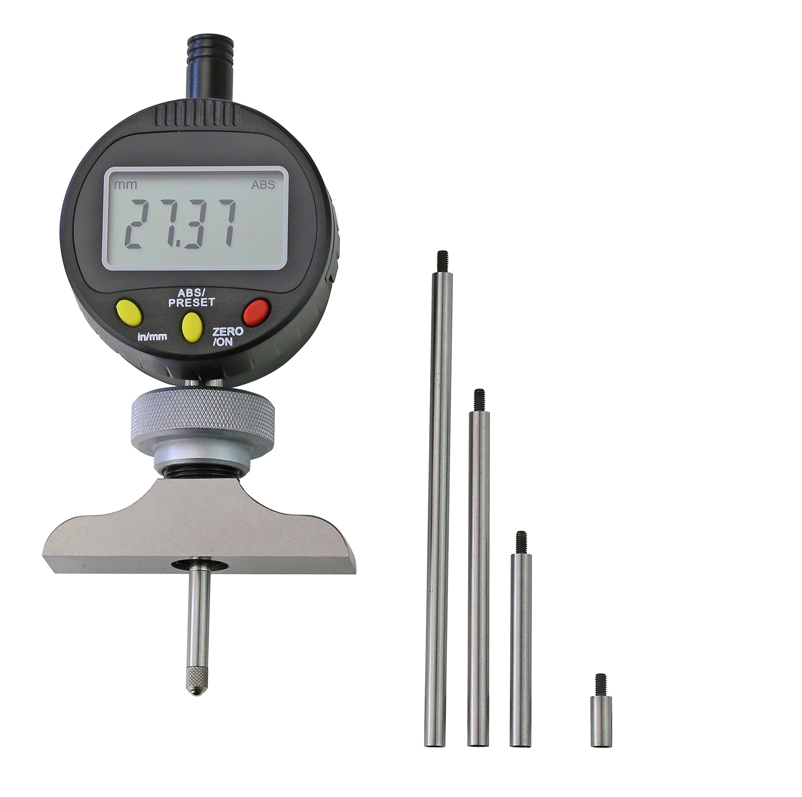 Reloj comparador digital con medidor de profundidad Puente y alargador, rango de medición 25 mm
