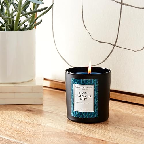 Miniatura 10 de Vela de soja de lujo perfumada Open Caravan Collection  Bruma de cascada de Accra  Mezcla de té blanco y bergamota  Mecha única de 11 onzas  Largo