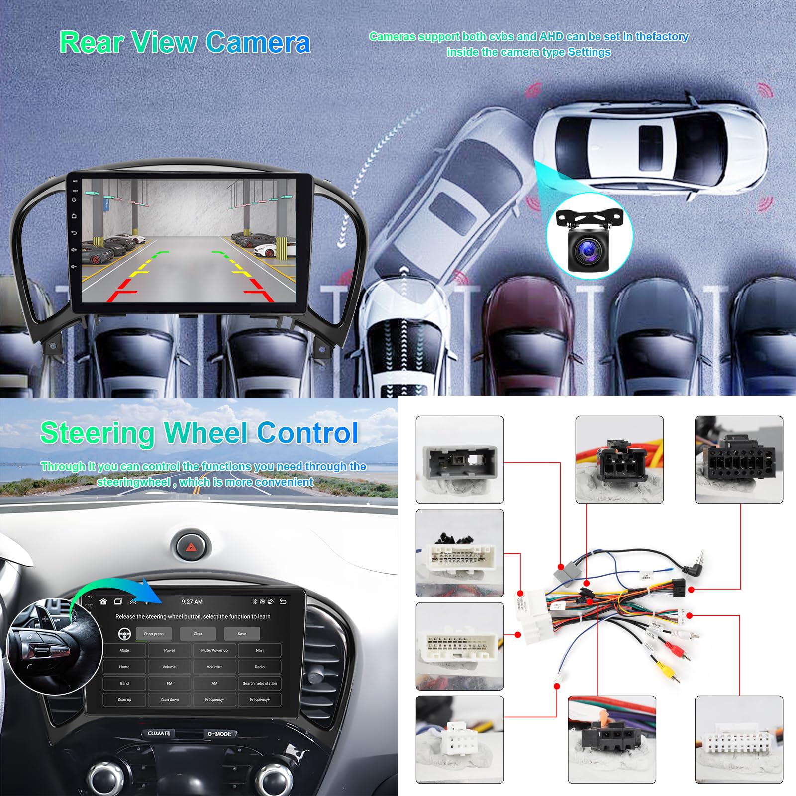 Hodozzy 4G+64G 8 Core Autoradio per Nissan Juke J15 2010-2019/YF15 Infiniti ESQ 2011-2017 Android 9 Pollici Touchscreen GPS Carplay Senza Fili Android Auto, Radio Bluetooth DSP WiFi RDS Telecamera