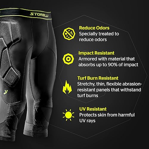 Miniatura 4 de Storelli BodyShield 34 Goalkeeper Leggings 2  34 Length Padded Soccer Pants  Enhanced Lower Body Protection