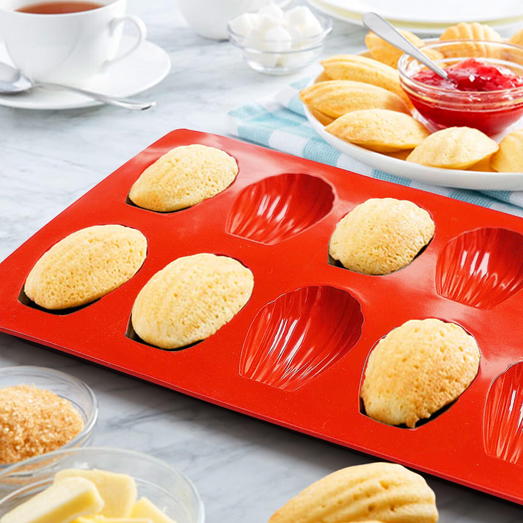 3 moldes para magdalenas, molde para magdalenas de 12 pozos para hacer 12 galletas Madeleine, molde antiadherente para tartas de té, molde para magdalenas, moldes para magdalenas, sartenes