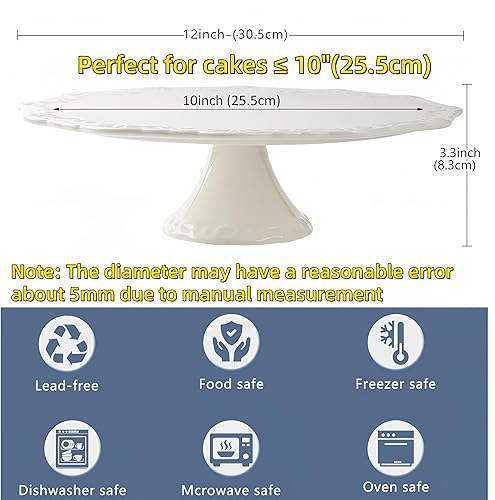 Miniatura 2 de BPFY Soporte de cerámica blanca para tartas de 10 pulgadas (soporta una tarta de 10 pulgadas), soporte decorativo para cupcakes, platos de