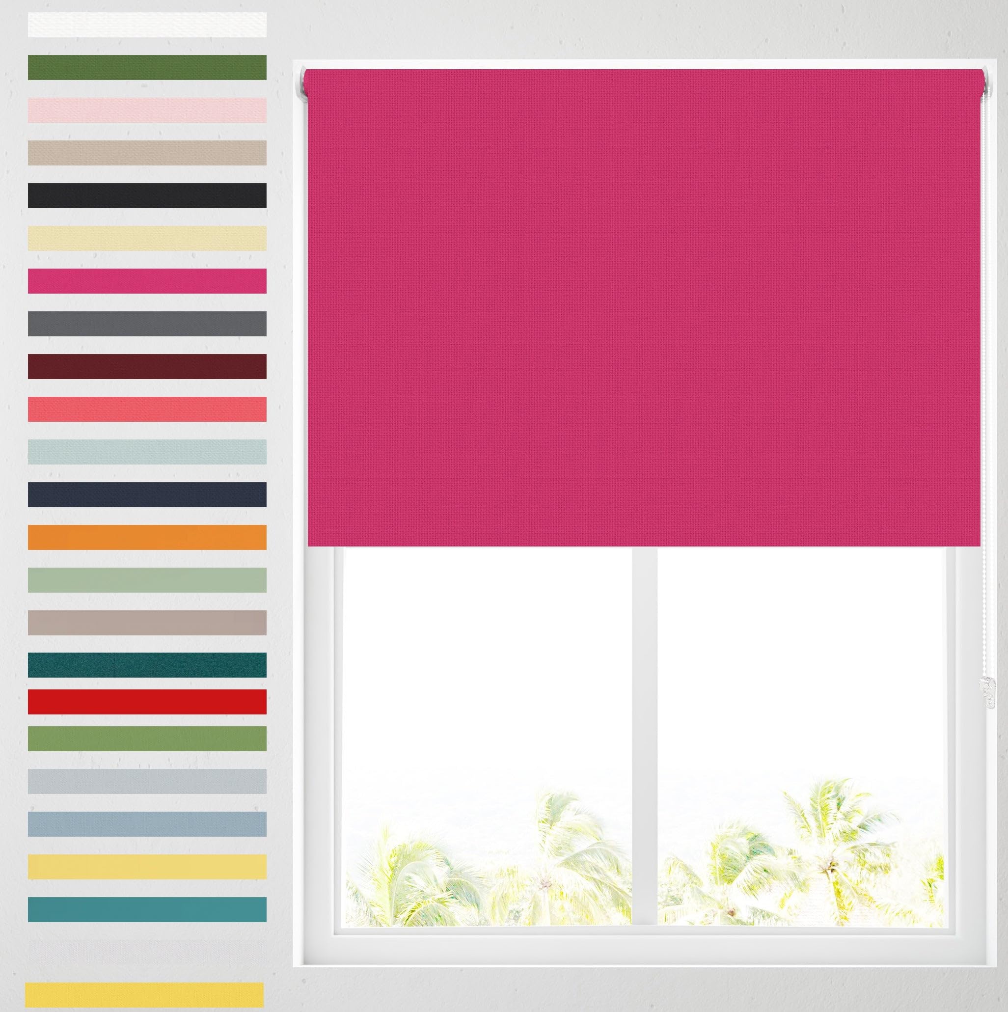 Barnes Blinds - Blackout Roller Blinds for Windows, Custom Cut to Size - Black Out Thermal Fabric Durable Fittings Easy Fit - Roller Blind (Cerise Pink 61cm)