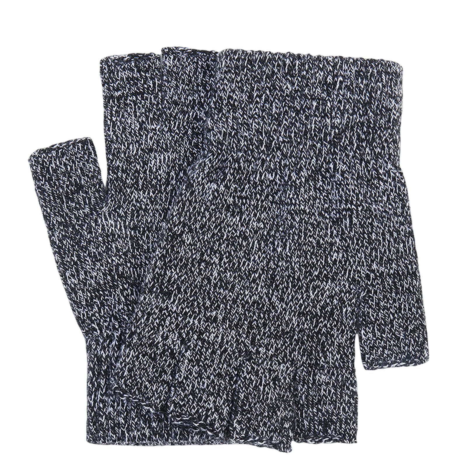 Guantes de medio dedo tejidos en blanco y negro a13 unisex de talla única