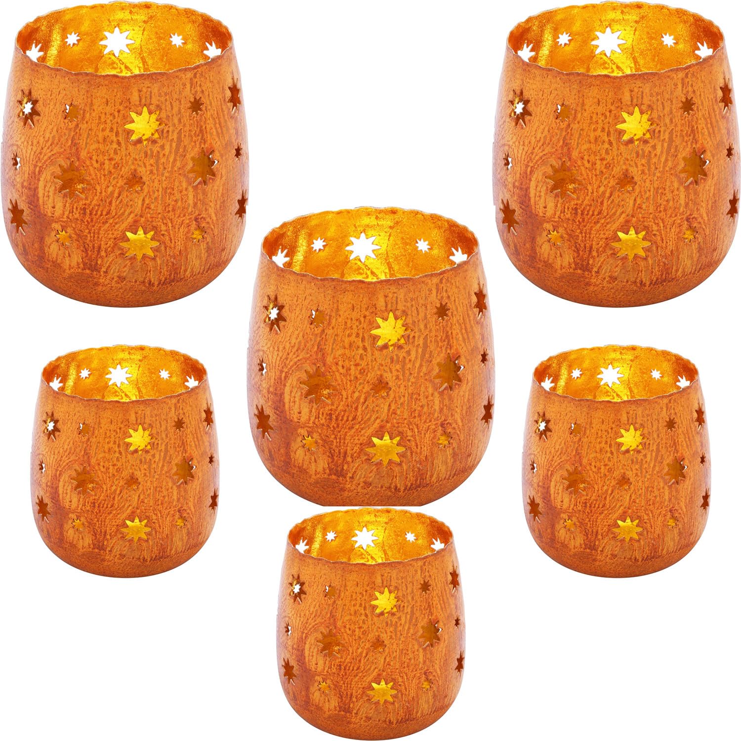 Lot de 6 photophores de décoration de Jardin de Style Oriental « Javier » (Aspect rouillé)