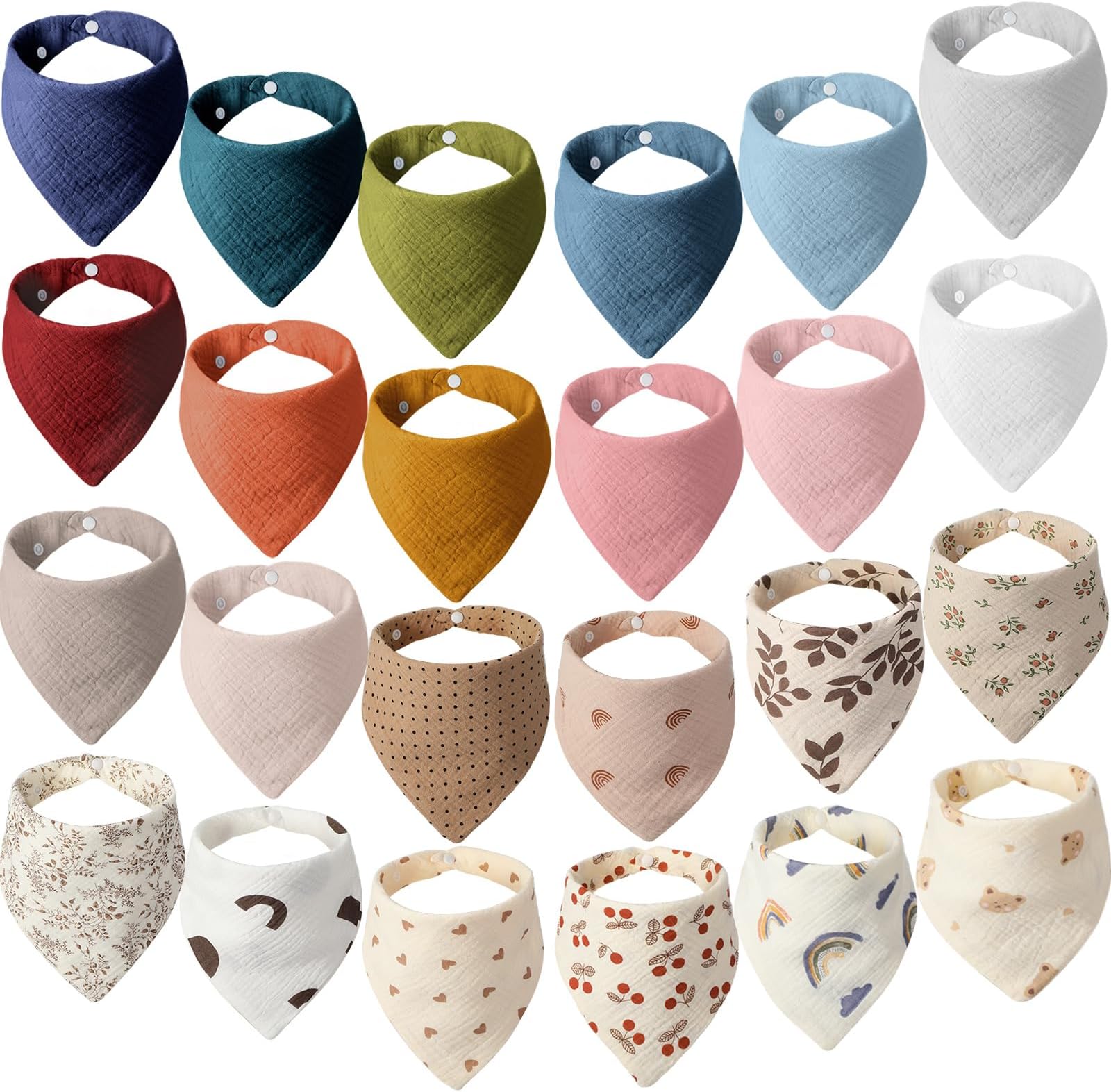 Mixweer 24 Pcs Muslin Baby Bibs Absorbent Muslin Baby Drool Bibs Soft Bandana Bibs