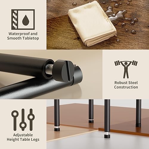 Miniatura 4 de Mesa auxiliar, mesa auxiliar octogonal para espacios pequeños, mesita de noche con 2 estantes de almacenamiento, soporte de mesa pequeño para