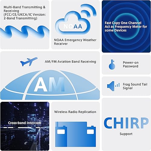 Miniatura 5 de QUANSHENG UV-K5 Walkie Talkie Dual Band 5W Recargable Radio bidireccional NOAA Receptor meteorológico de emergencia con cable de carga tipo C,