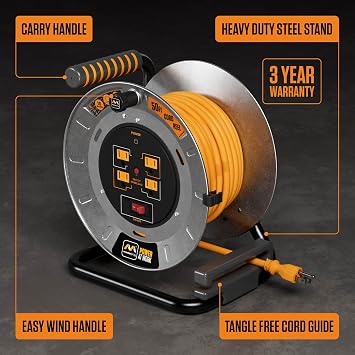Masterplug 50ft Cord Reel + Cord Reel Wall Mount
