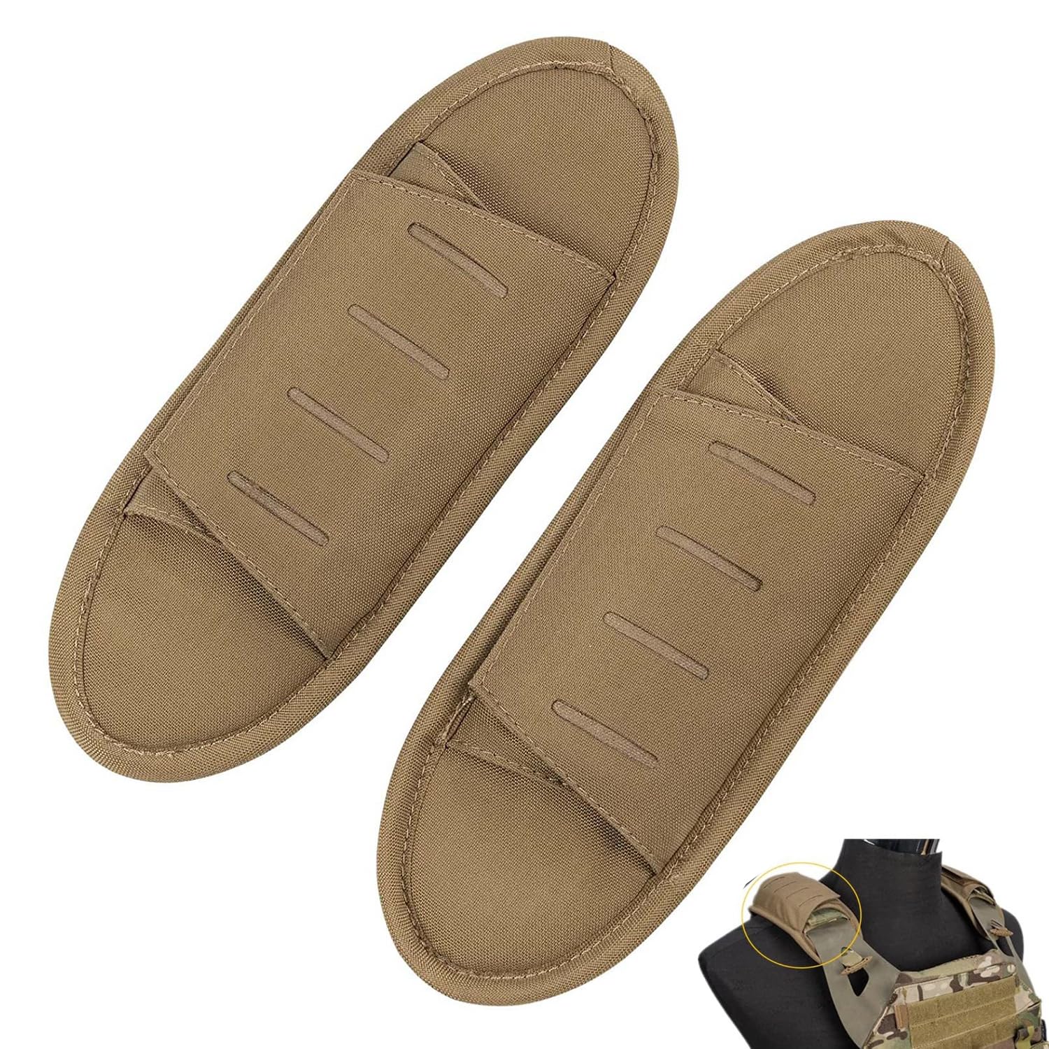 Lot De 2 Coussinets D'épaule Universels – Nylon Rembourré, Mesh Respirant, Pour Sacs, Holsters, Airsoft (largeur 6,5 Cm)