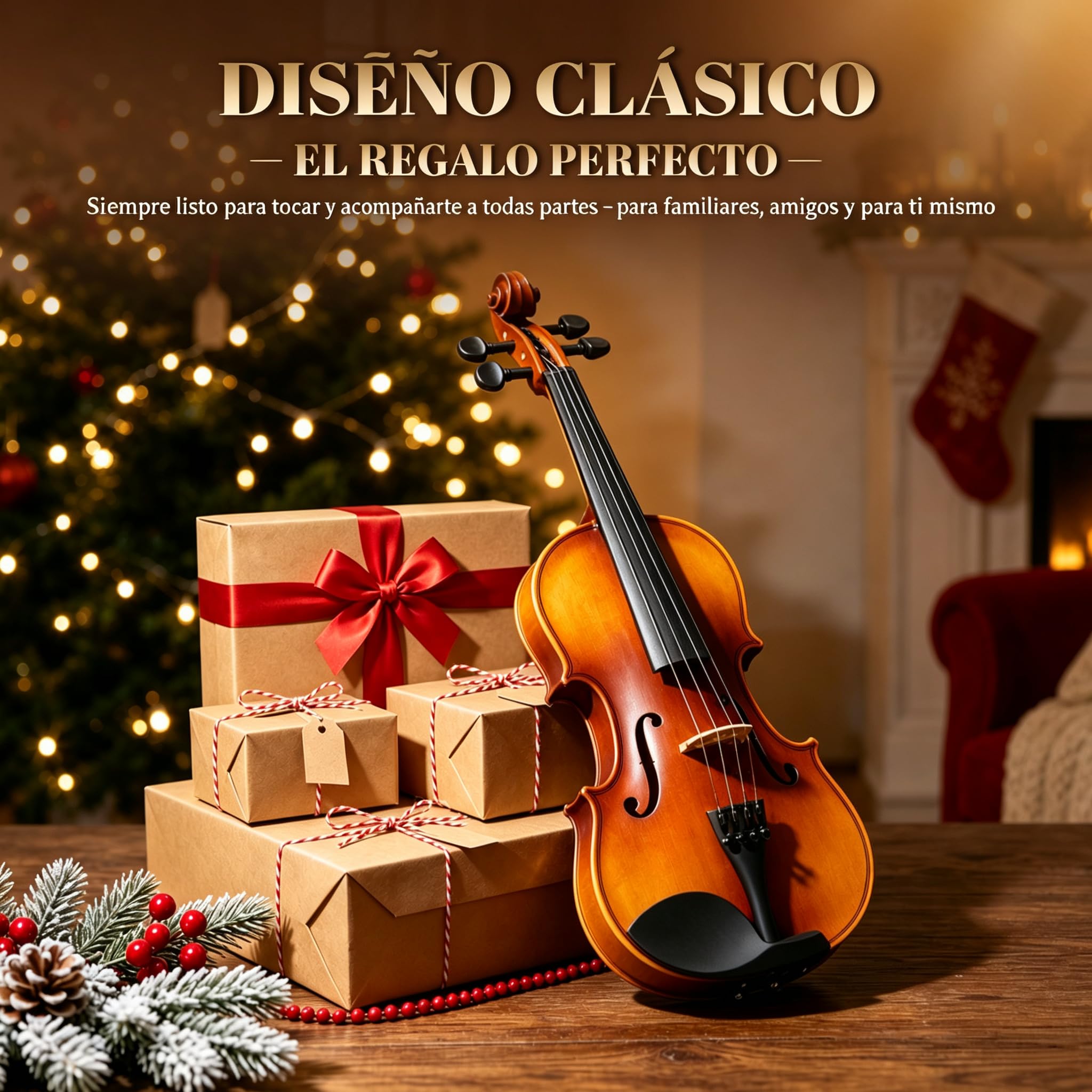 GLARRY GV104 Violín 1/4 para Principiantes, Madera de Tilo, Acabado Mate | Violín con Estuche y Accesorios, Arco, Colofonia y Puente, Acabado Mate Natural