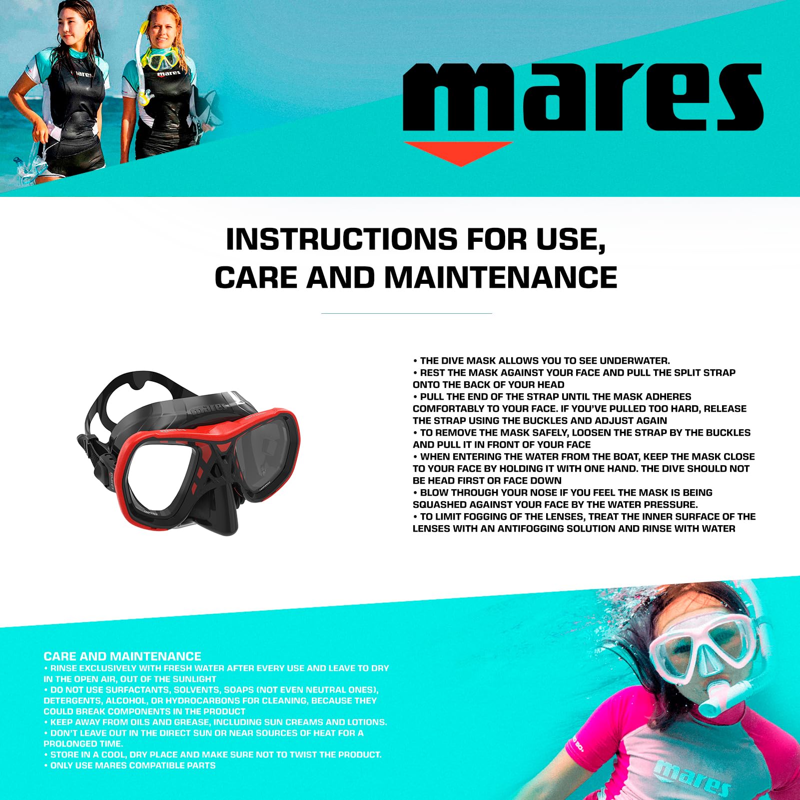 Mares Spyder Mascara de Buceo, Unisex Adulto
