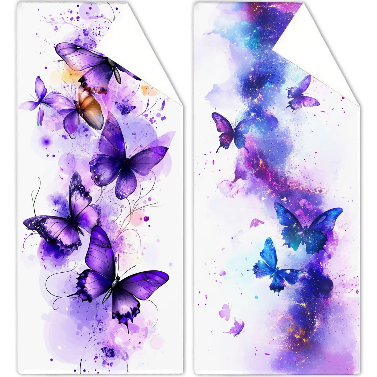 Ręcznik plażowy z mikrofibry 85 x 170 cm prześcieradło plażowe przeciw piaskowaniu motyl ręcznik plażowy XXL fioletowy ręcznik plażowy szybkoschnący, miękki ultrachłonny szybkoschnący do podróży do