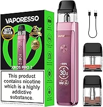 Vaporesso Xros Pro 2 Vape Kit [Moonlit Pink] - Available in 7 colours - 2A Fast Charge in 30 mins, 2000mAh Battery, 30W Output, 0.96" TFT - Compatible with all Vaporesso Xros Pod - No Nicotine