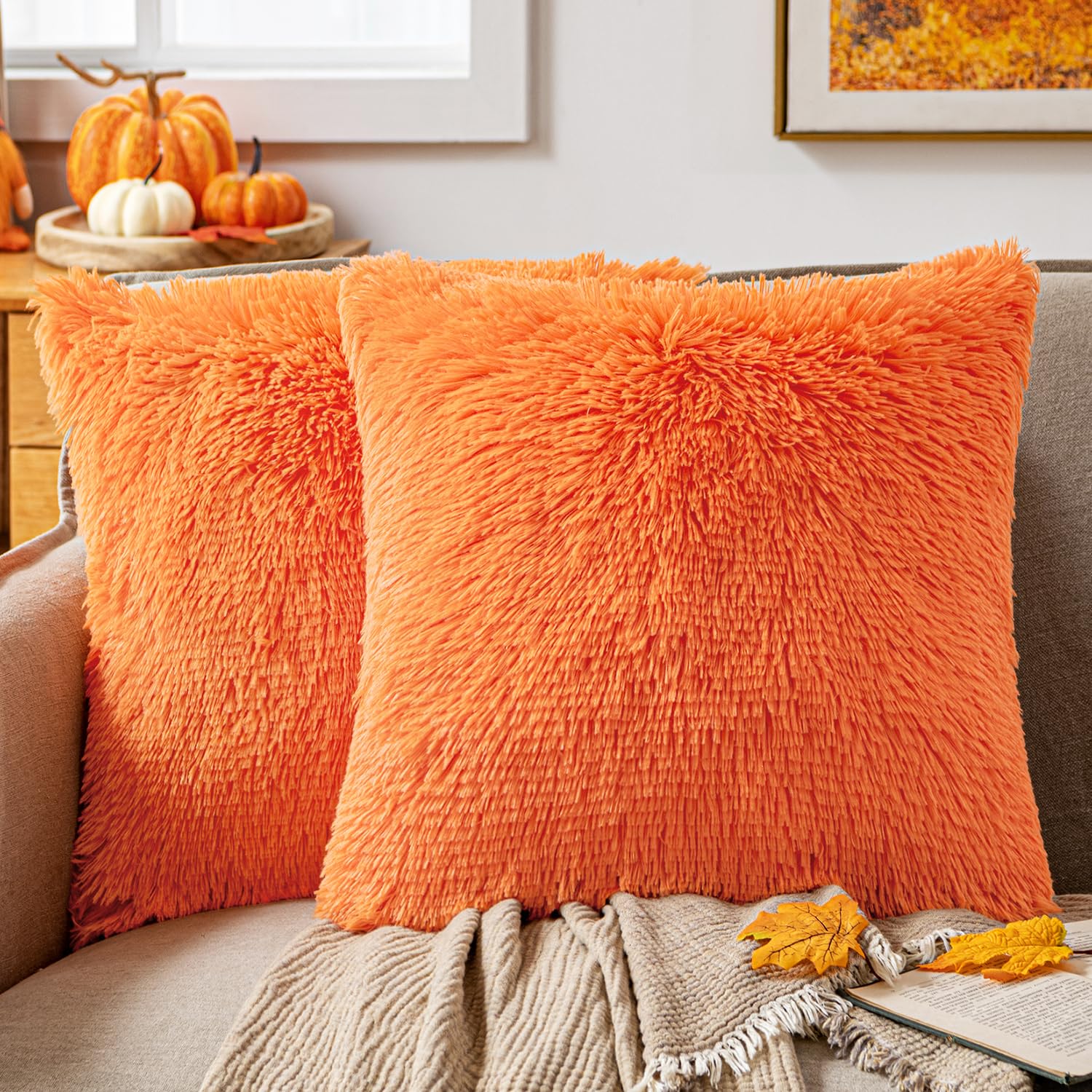 Amazon.com: ANRODUO Pack of 2 Fall Pillow Covers Orange Throw