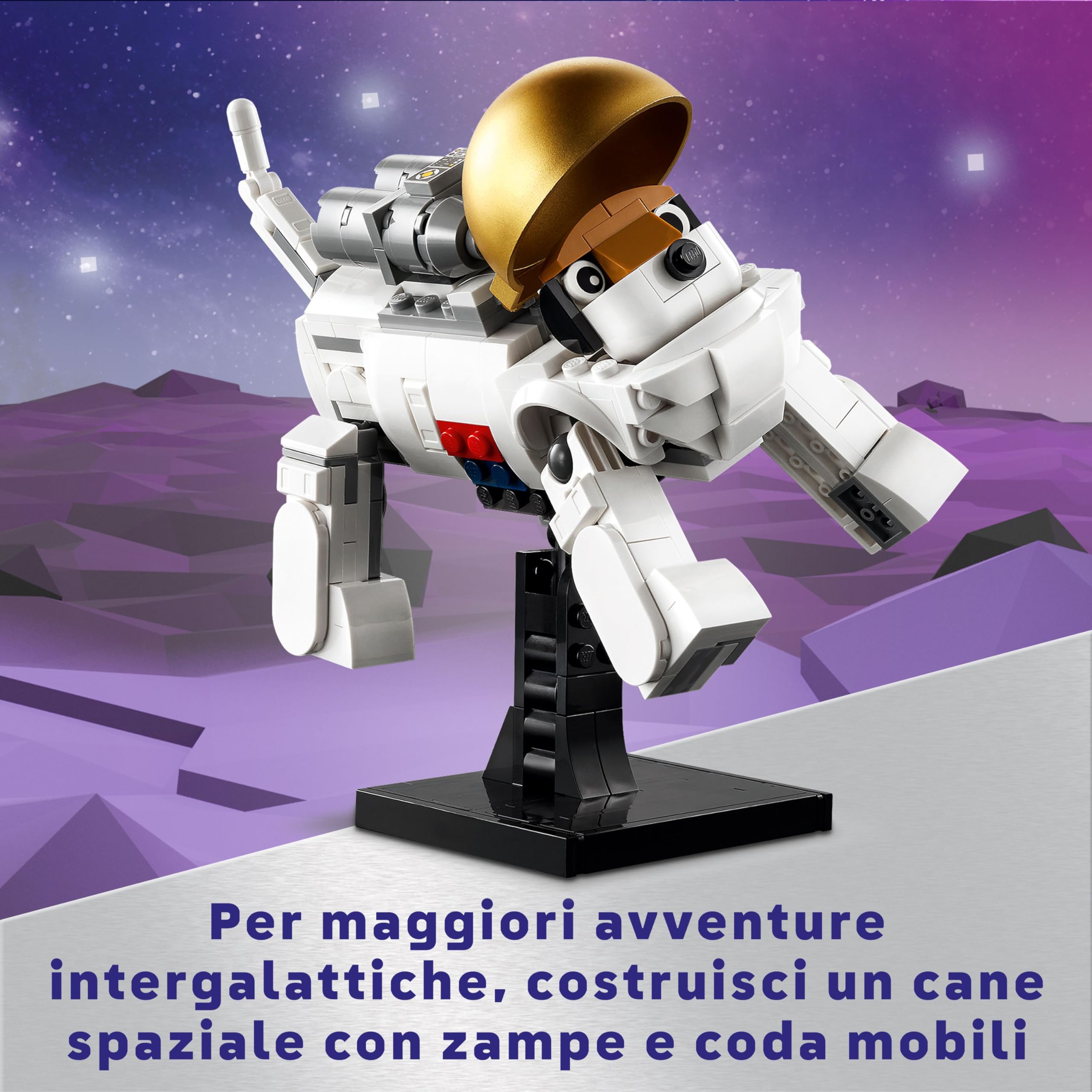 LEGO Creator 3 in 1 Astronauta Spaziale Trasformabile in Cane Giocattolo o in Modellino di Astronave Viper Jet, Giochi da Costruire per Bambini e Bambine da 9 Anni, Idea Regalo a Tema Spazio 31152