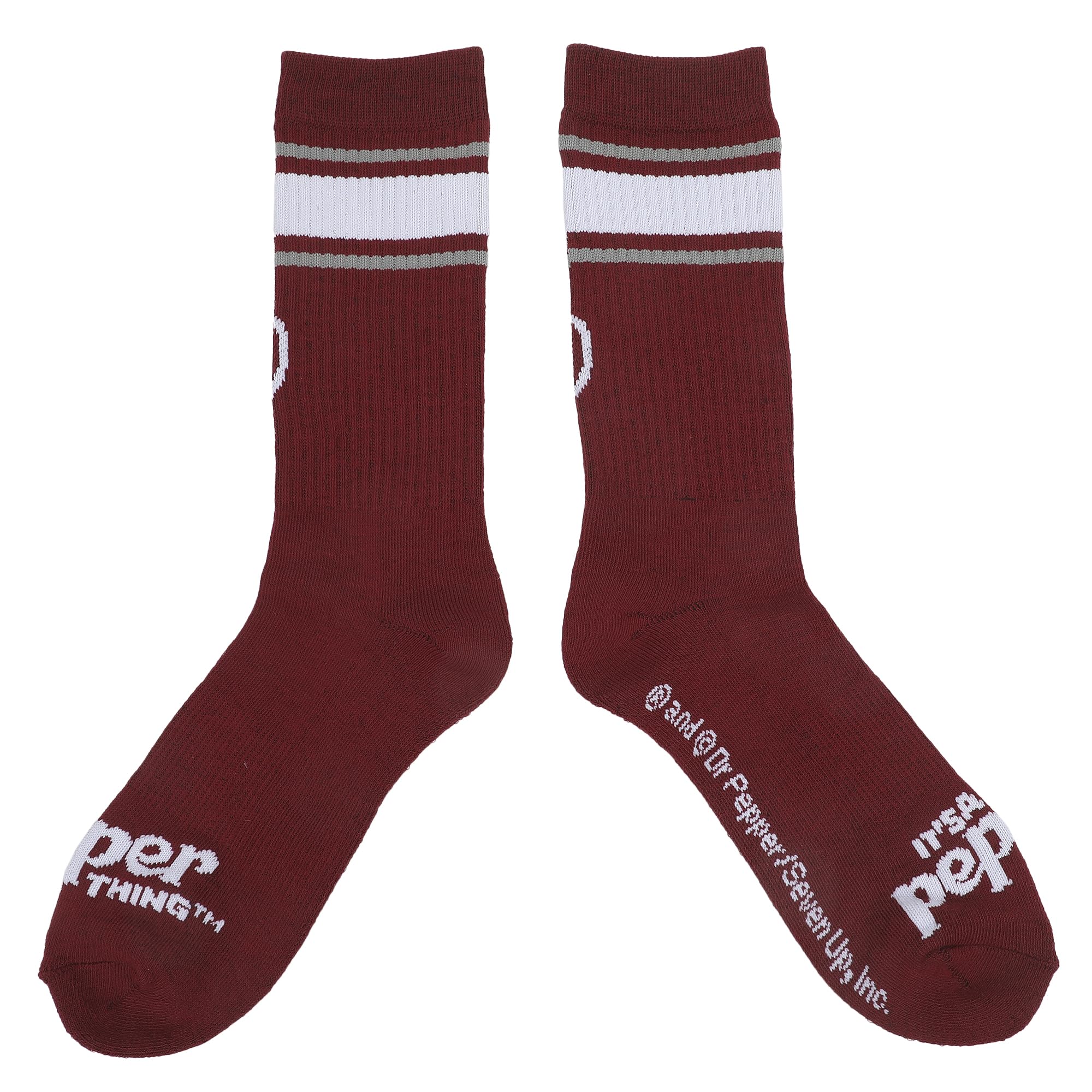 Bioworld Dr Pepper Classic Logo Maroon Men’s Athletic Crew Socks