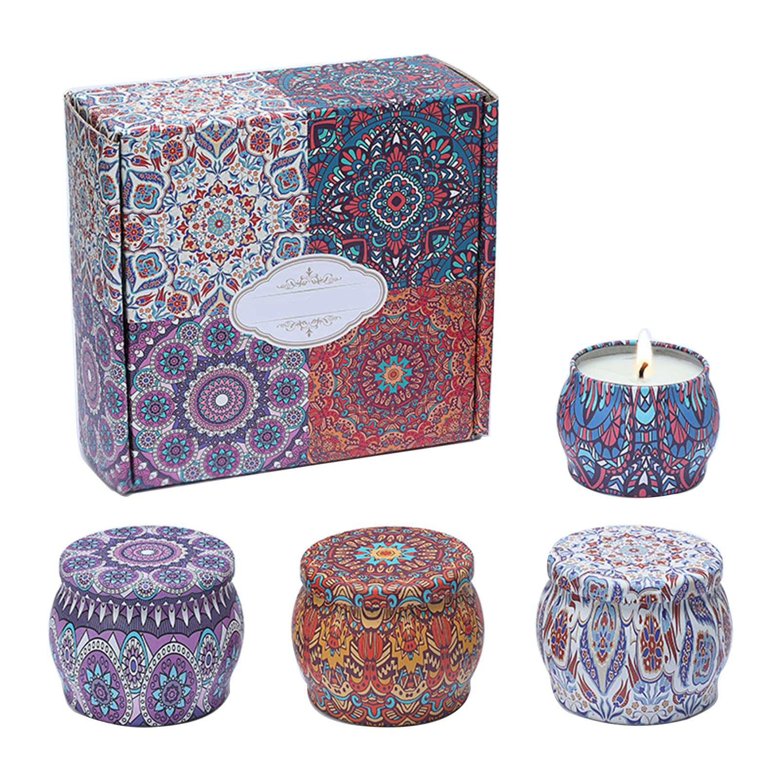 Nucelit 4pcs Scented Jar Soybean Wax Fragrances Valentines Day Wedding Birthday Gift Home Decorations Gift Set
