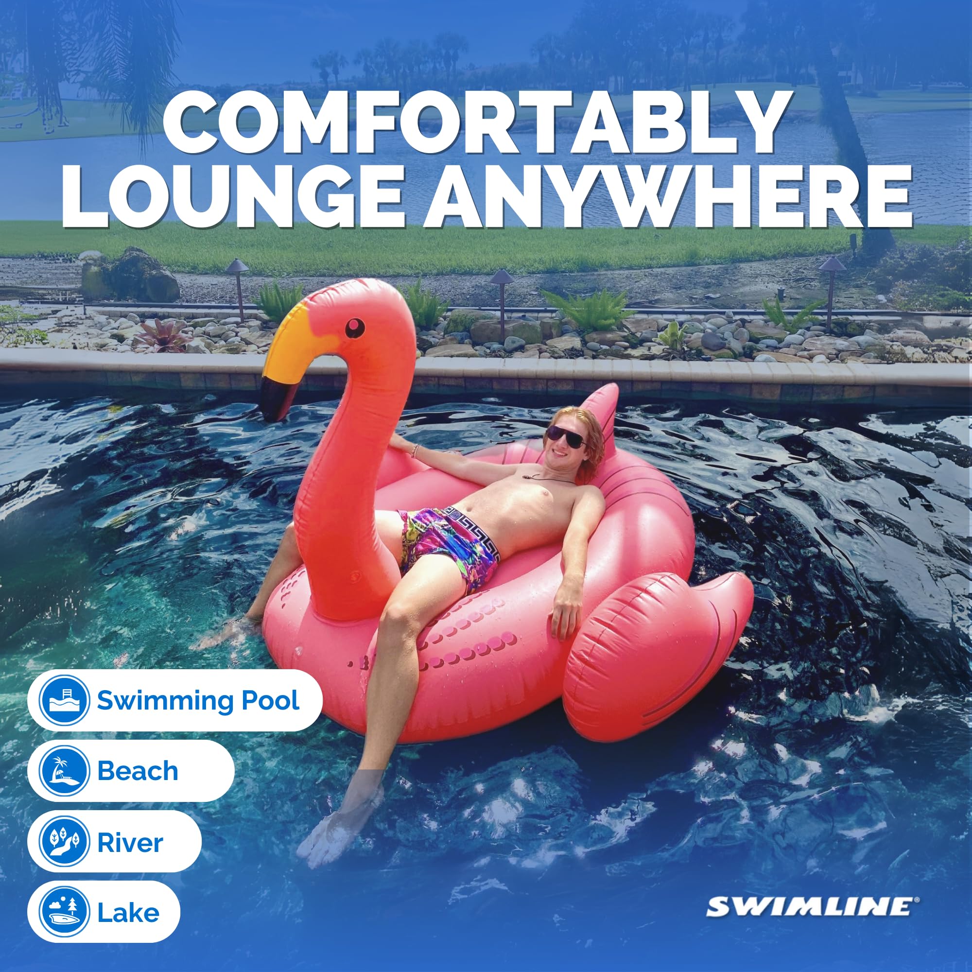 Swimline Giant Flamingo Pool Float Pink 78 x 76 x 58 inches