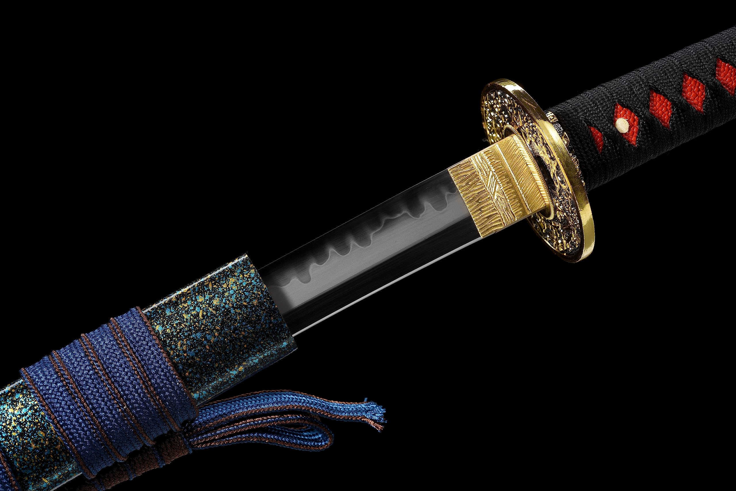 JIHPEN sword,Full Tang Katana 41-inch Katana,Handmade Samurai Sword, 1060 1095high Carbon Steel T10, Pure Black one Katana, Perfect for Practicality and Gift, Many Styles to Choose from