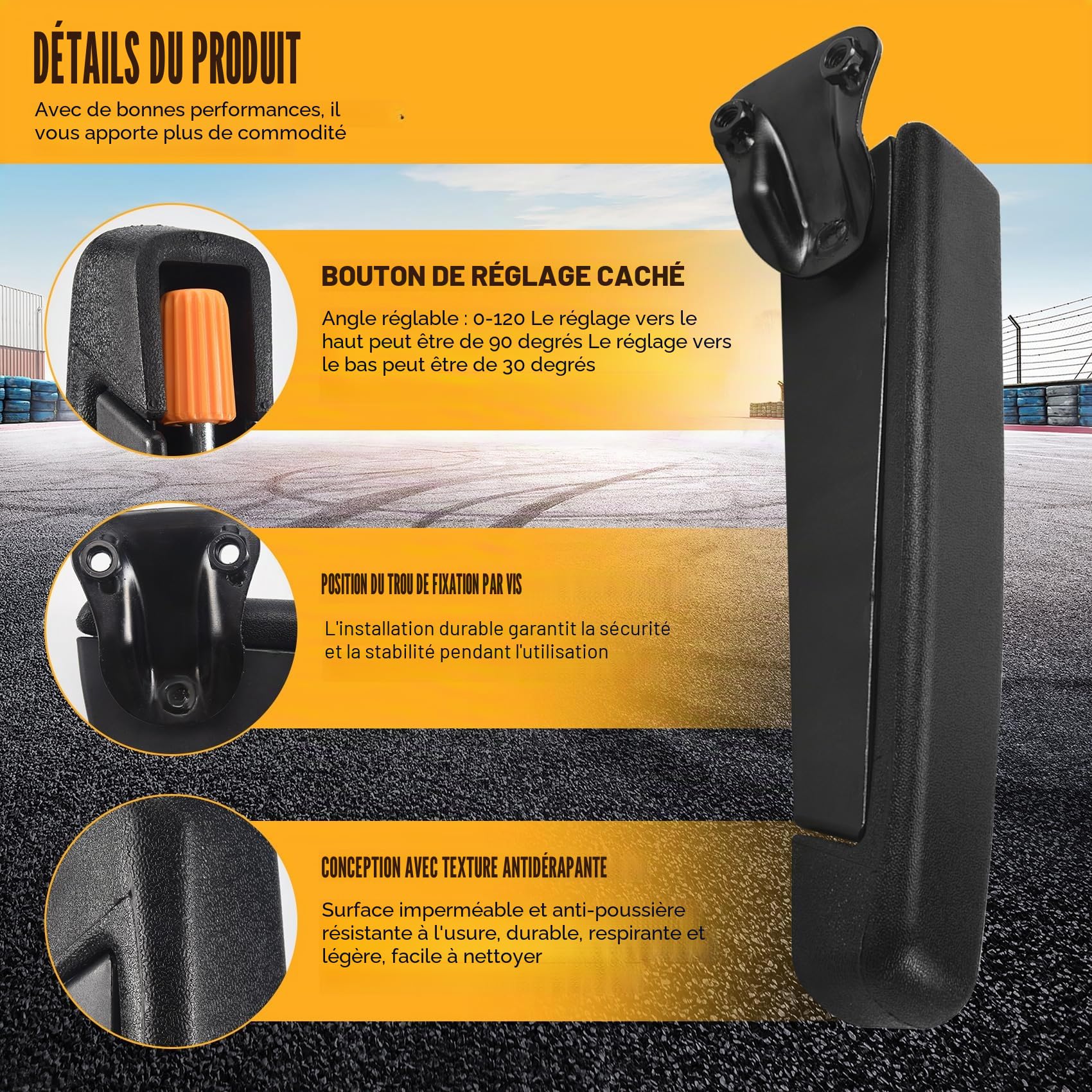 Accoudoir universel réglable pour siège de voiture pour camping-car, auto, pièces de voiture gauche