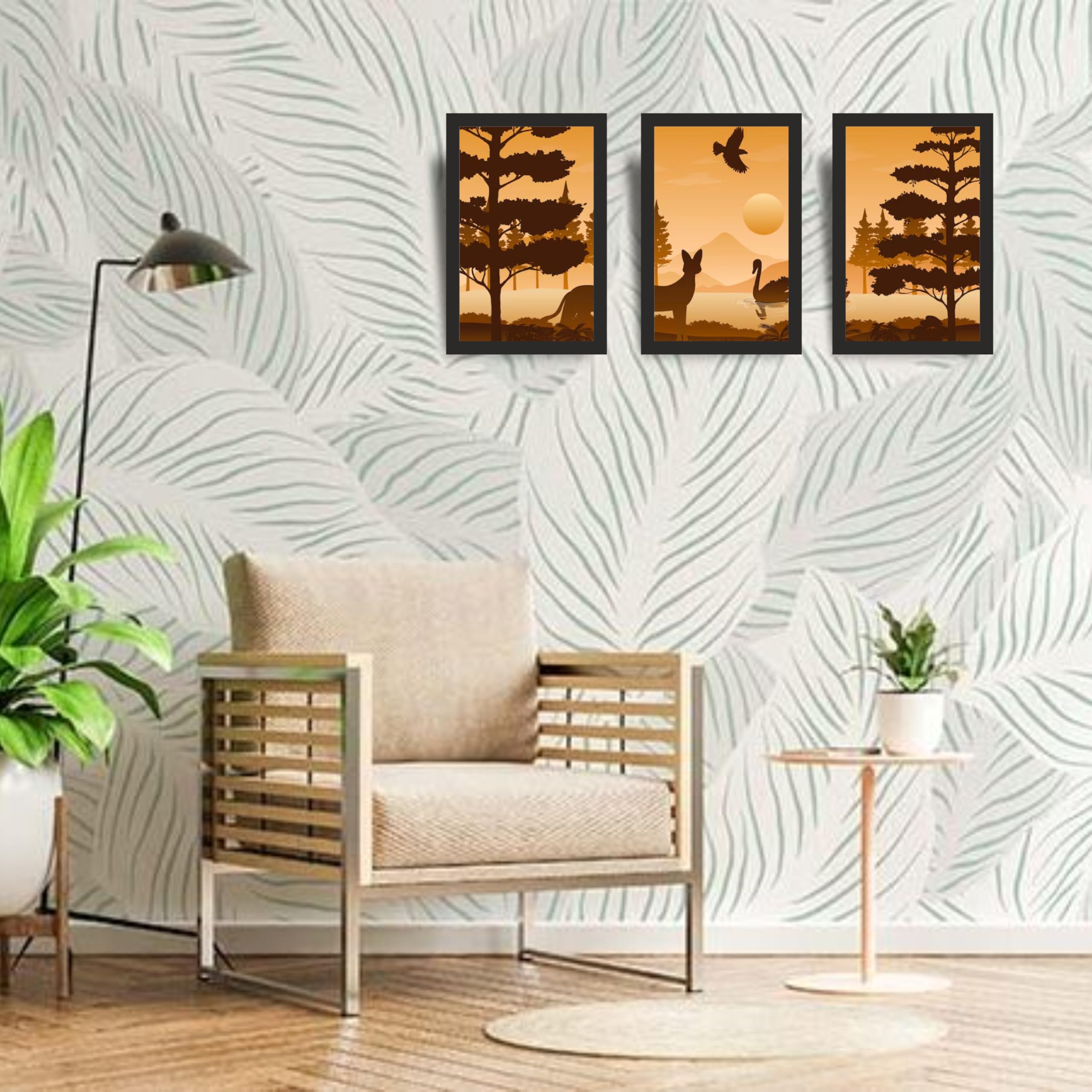 Wildlife Silhouette Forest Wall Art Set of 3