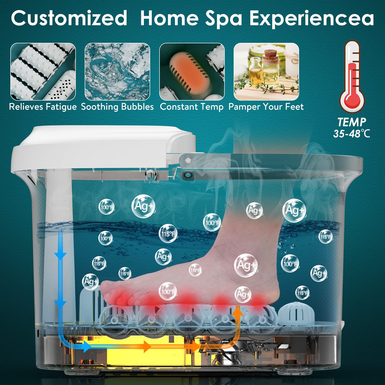 Foot Spa/Bath, Foot Bath with Heat and Massage to Swollen Feet, Time