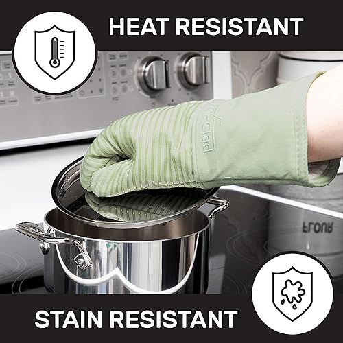 Miniatura 5 de Manoplas de horno de silicona totalmente revestidas resistentes al calor hasta 500 grados, 100% algodón y silicona, guante de horno de 14 x 7