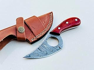 Handmade Damascus Hunting Knife with Leather Sheath - Fixed Blade Hunting Knife - Knife with Leather Sheath Belt Loop - Ideal for Skinning, Camping, Outdoor - RANDY KNIVES