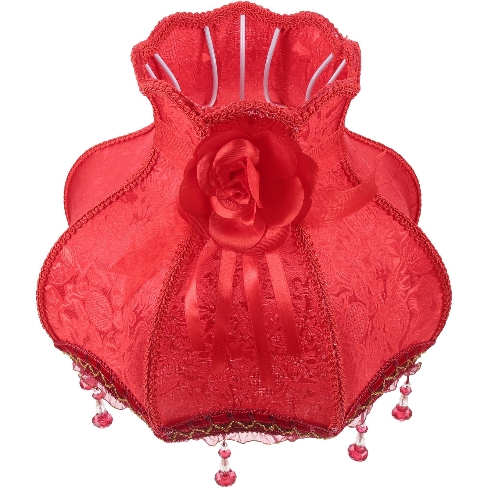 Roter Europäischer Vintage Lampenschirm mit Quasten für Schreibtischlampe