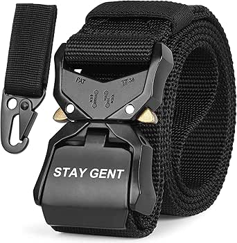 BELTER Mannen Tactische Riem, Militaire Stijl Zware Nylon met Metalen Gesp met Snelsluiting (Zwart, 125CM
