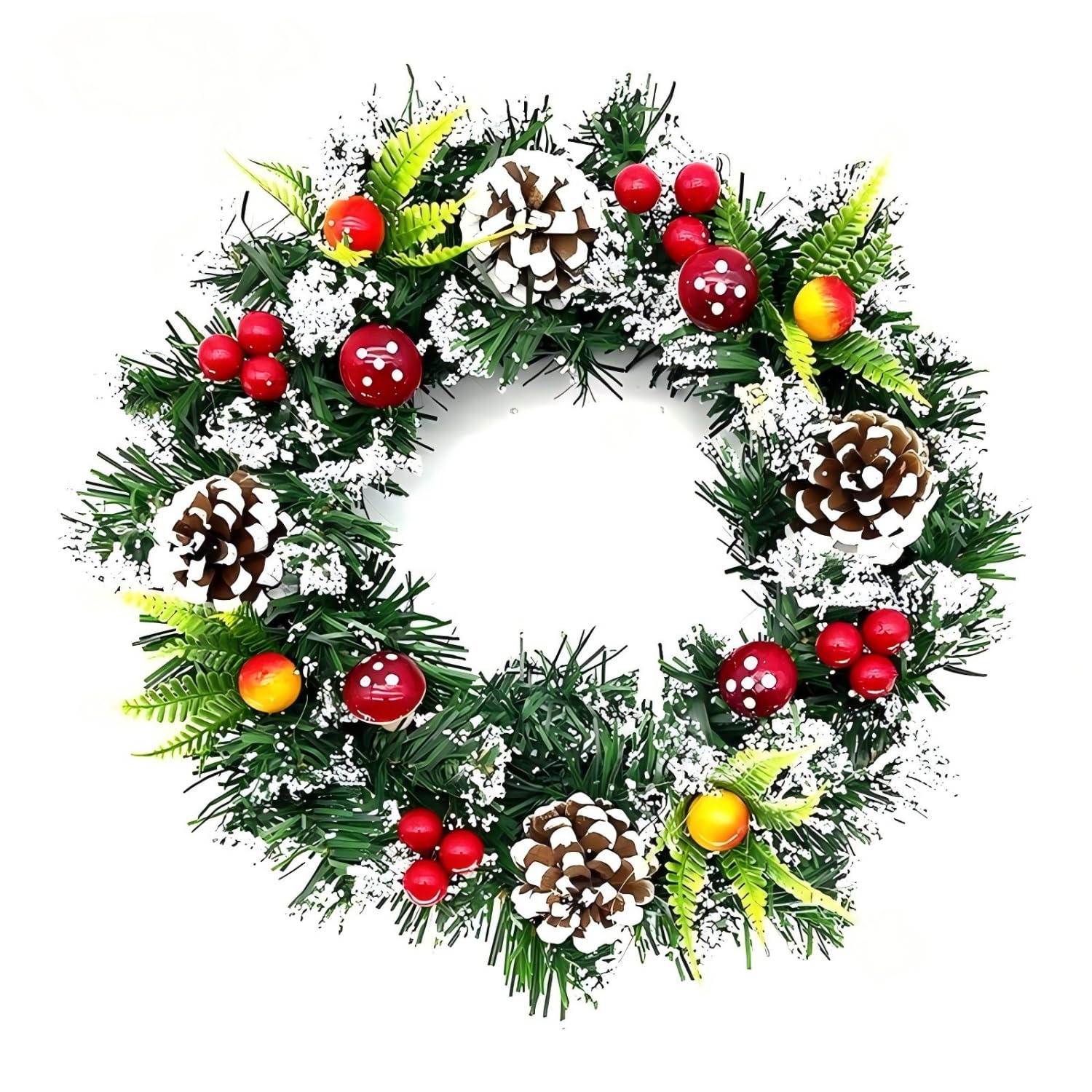 Jtxyurong Green Handmade Country Style Christmas Wreath 30Cm/11.8Inch & 40Cm/16Inch Natural Mixed Garland, Indoor Outdoor Door Wall Home Xmas Decorations (40Cm)