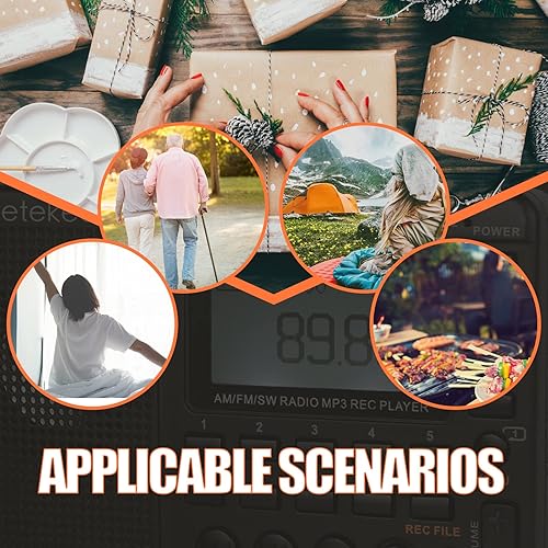 Miniatura 9 de Retekess V115 Shortwave Radio, Digital Radio AM FM, Shortwave Receiver with 1000mAh Rechargeable Battery, Presets, TF/AUX Playback and Recording,