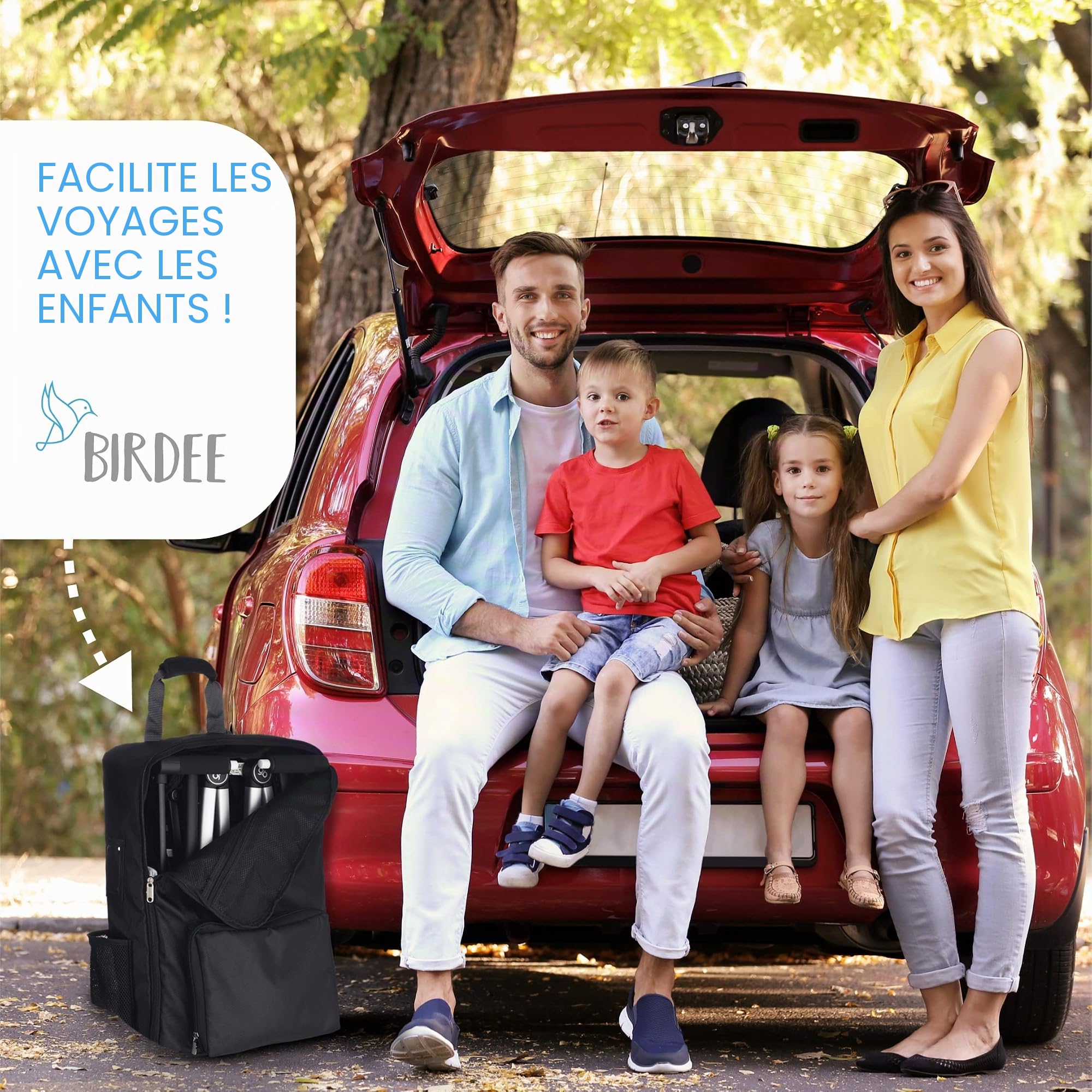 Birdee Sac de Voyage Pliable pour Poussette Compatible avec Toutes Les poussettes GB Pockit Sac à Dos Durable pour Voyage en Avion, Noir, Sac à Dos, Compatible, Voyage, Unique