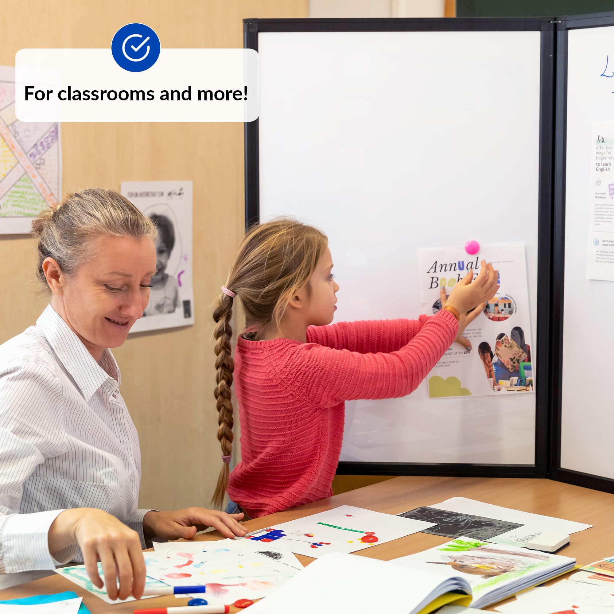 Tri-Fold-Panel-Display-Board | Magnetisches Whiteboard | Tri-Fold-Trockenlöschtafeln für Projekte | Mit Magneten, Radiergummi und Markern | Präsentationstafeln mit Tasche | Tri-Fold-Display-Board