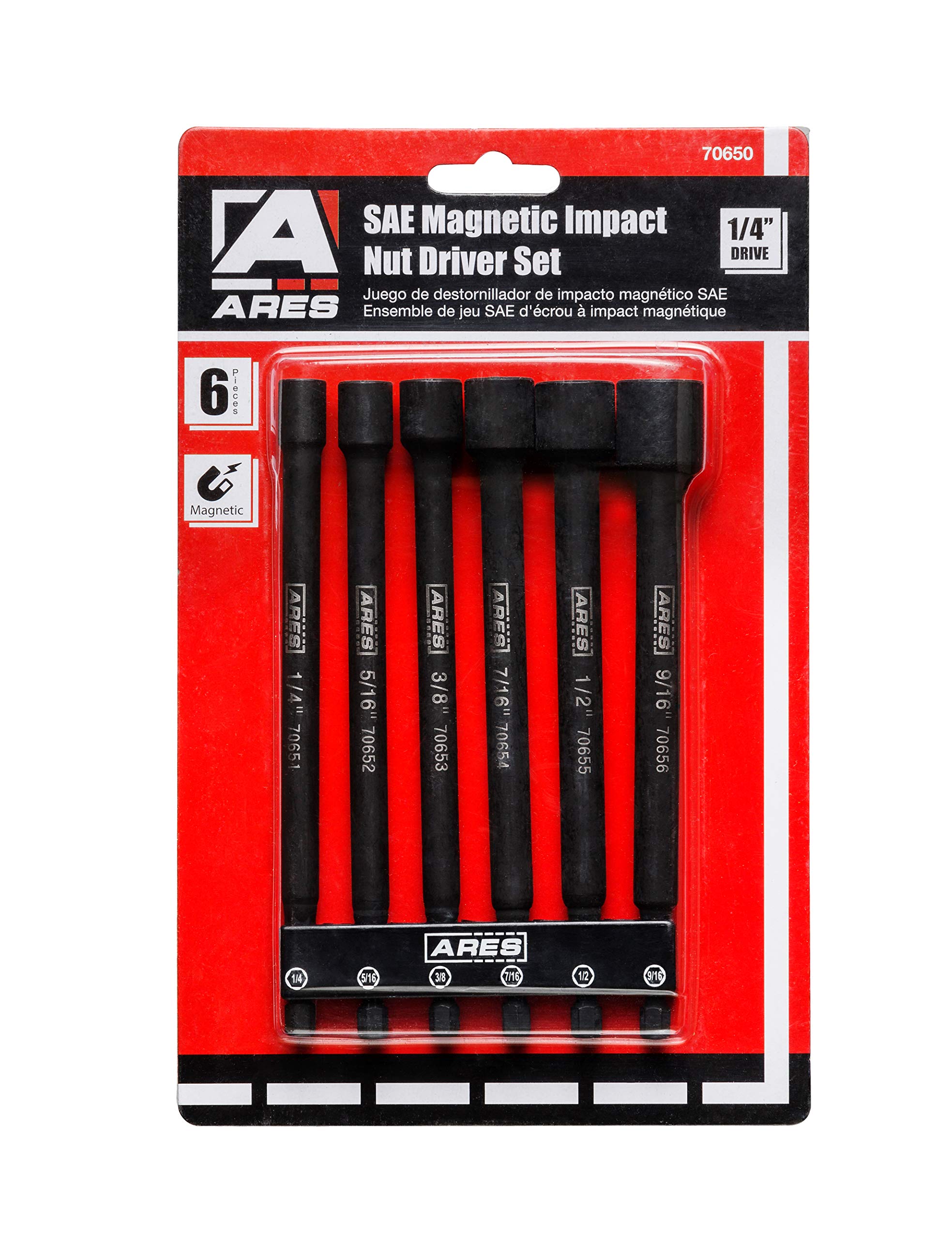 Amazon.com: ARES 70650-6-Piece SAE Magnetic Impact Nut Driver Bit