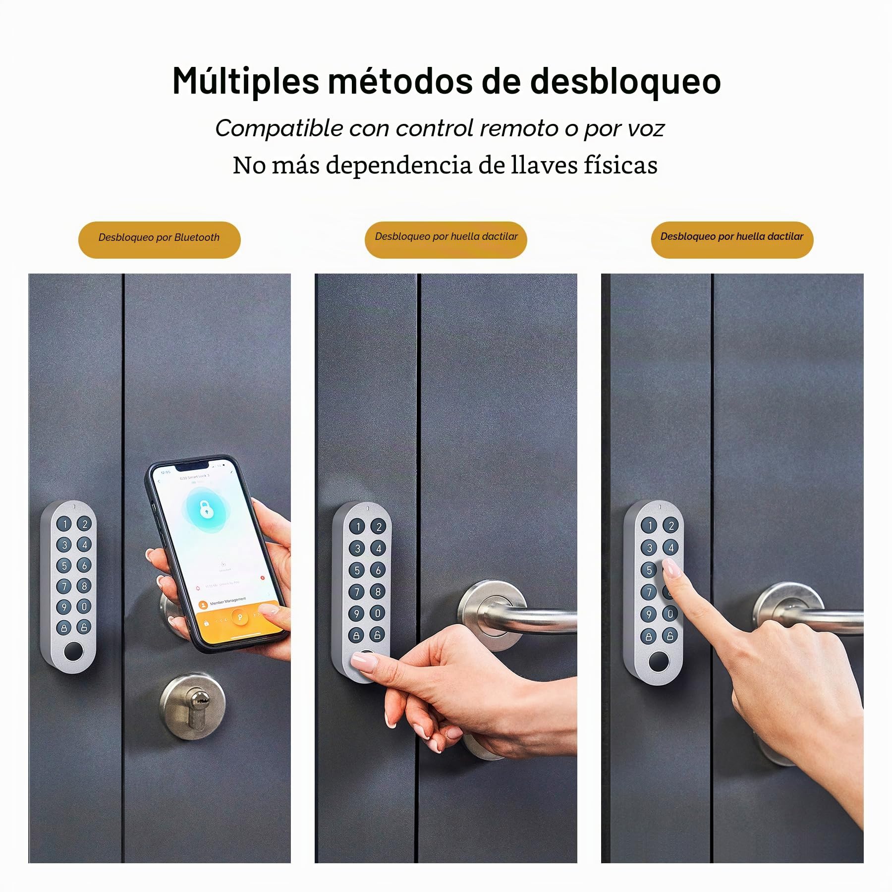 Lockin Cerradura Inteligente G30 con Teclado Pro, WiFi y Control de Aplicaciones, Bloqueo Automático, Compatible con Alexa y Google, Cerradura Electrónica de Entrada sin Llave