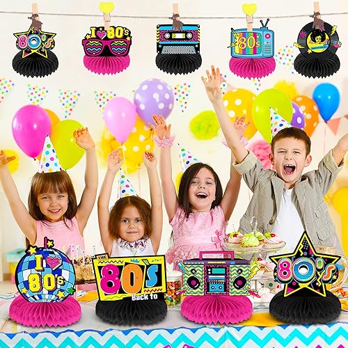 Miniatura 4 de Chinco Centros de mesa de nido de abeja de los años 80, 9 piezas de centro de mesa de nido de abeja, decoraciones retro de los años 80, decoraciones