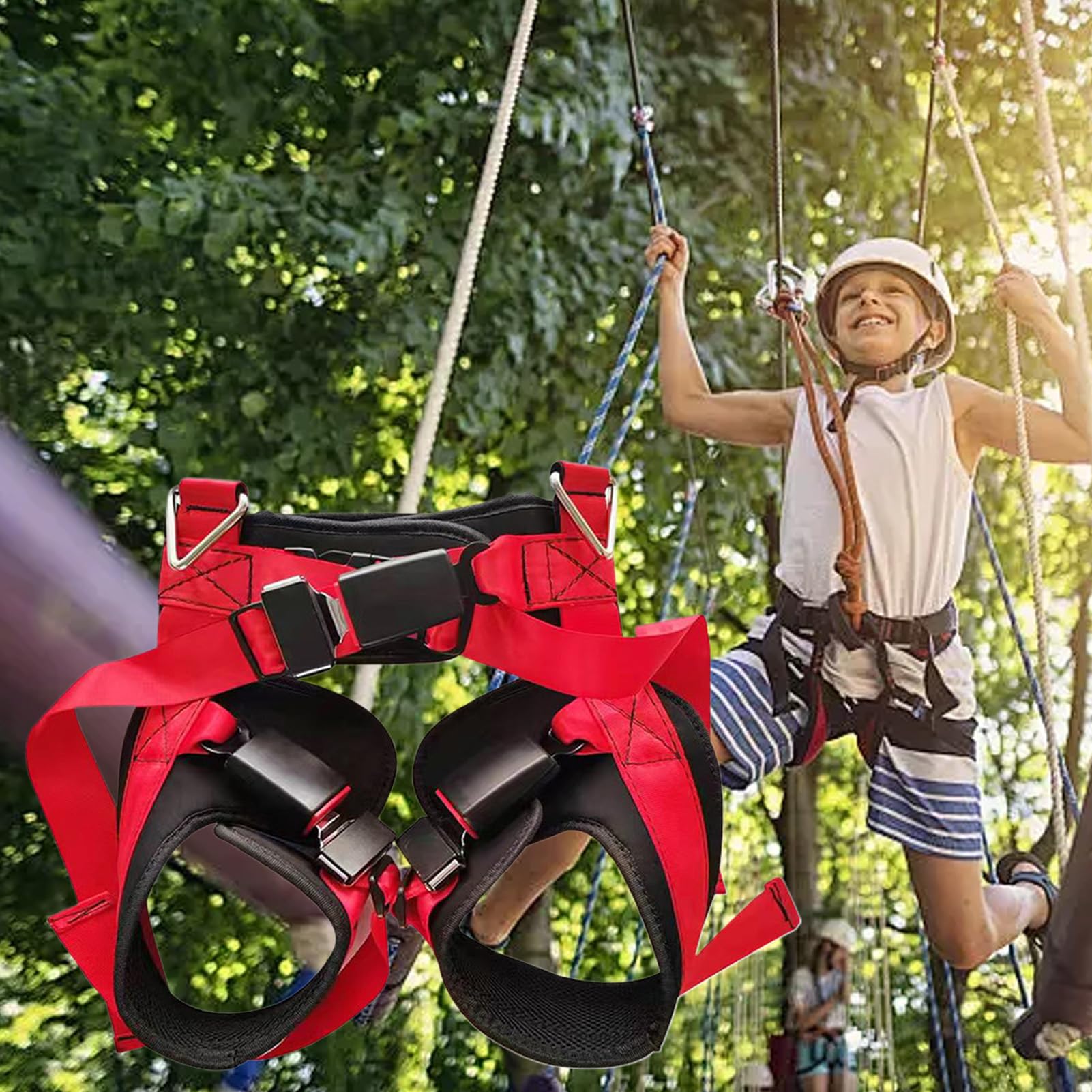 Arnés de protección contra caídas, cinturón de seguridad para cama elástica, accesorios de deportes extremos, protector de hebilla de cama para niños, hogar, ciclismo, correr, caminar al aire libre