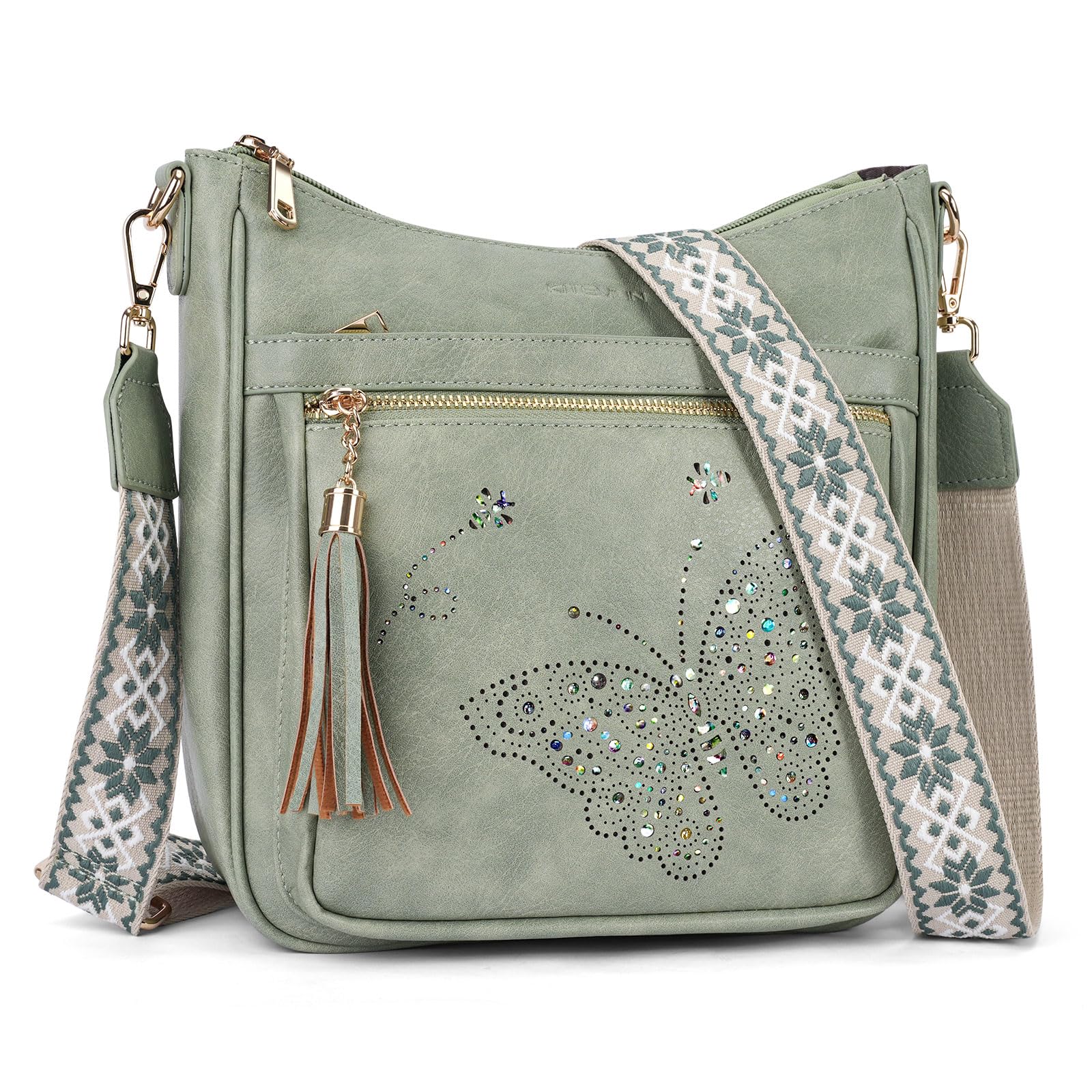 Medium Crossbody Bags for Women Trendy Womens Butterfly Shoulder Handbags with Tassel