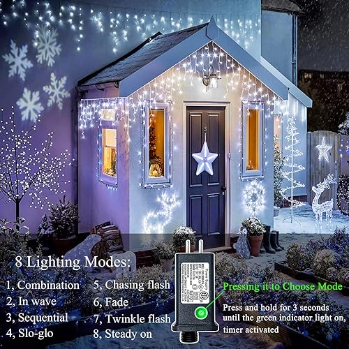 Miniatura 4 de Luces de carámbano de Navidad para exteriores, 400 luces LED de 33 pies para exteriores, luces de carámbano con temporizador de 8 modos impermeables