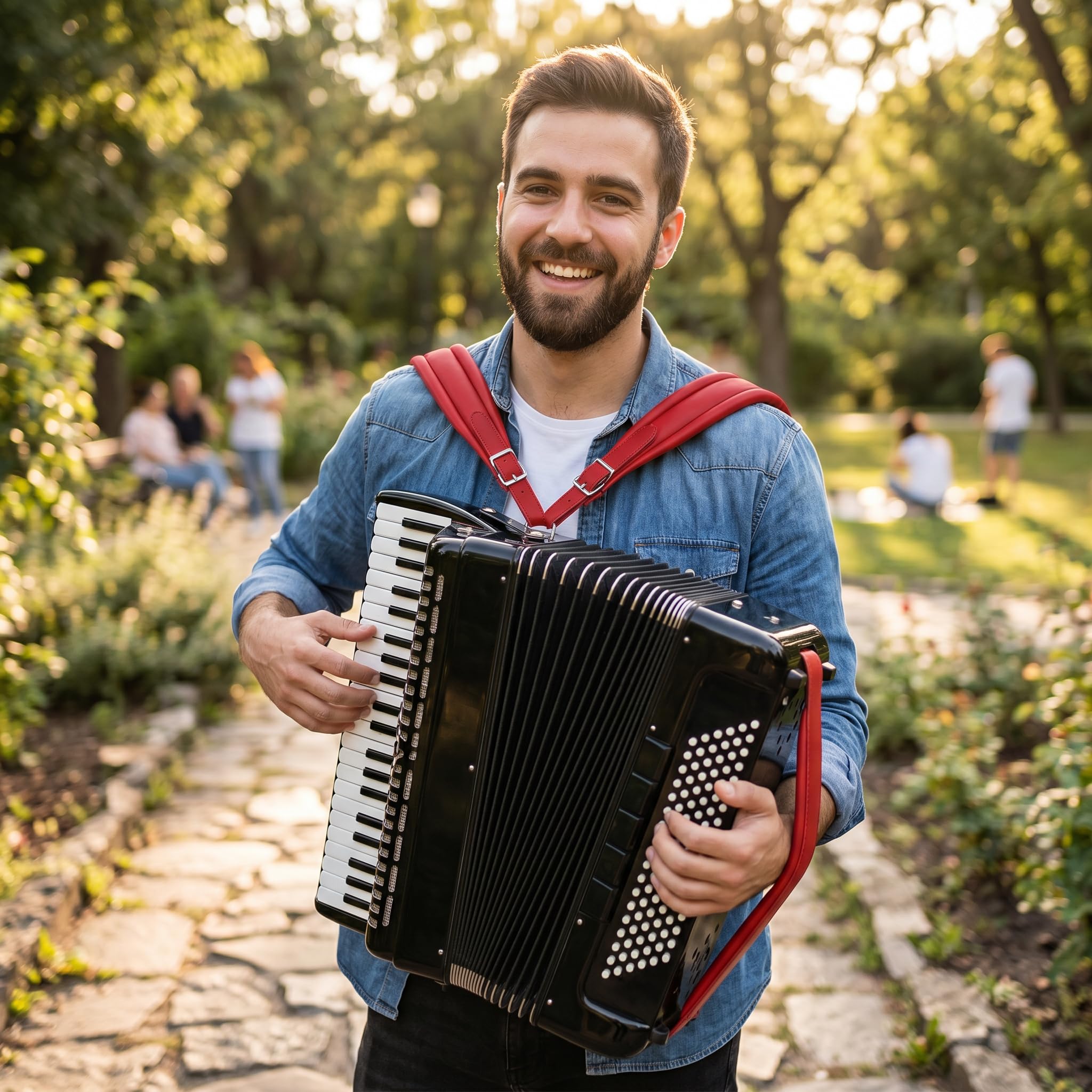Zerodis Ceintures D'épaule D'Accordéon Confortables, Sangles Réglables en PU pour Accordéon Basse 16-120, Protégez Votre Instrument et Réduisez la Pression de Souffrance