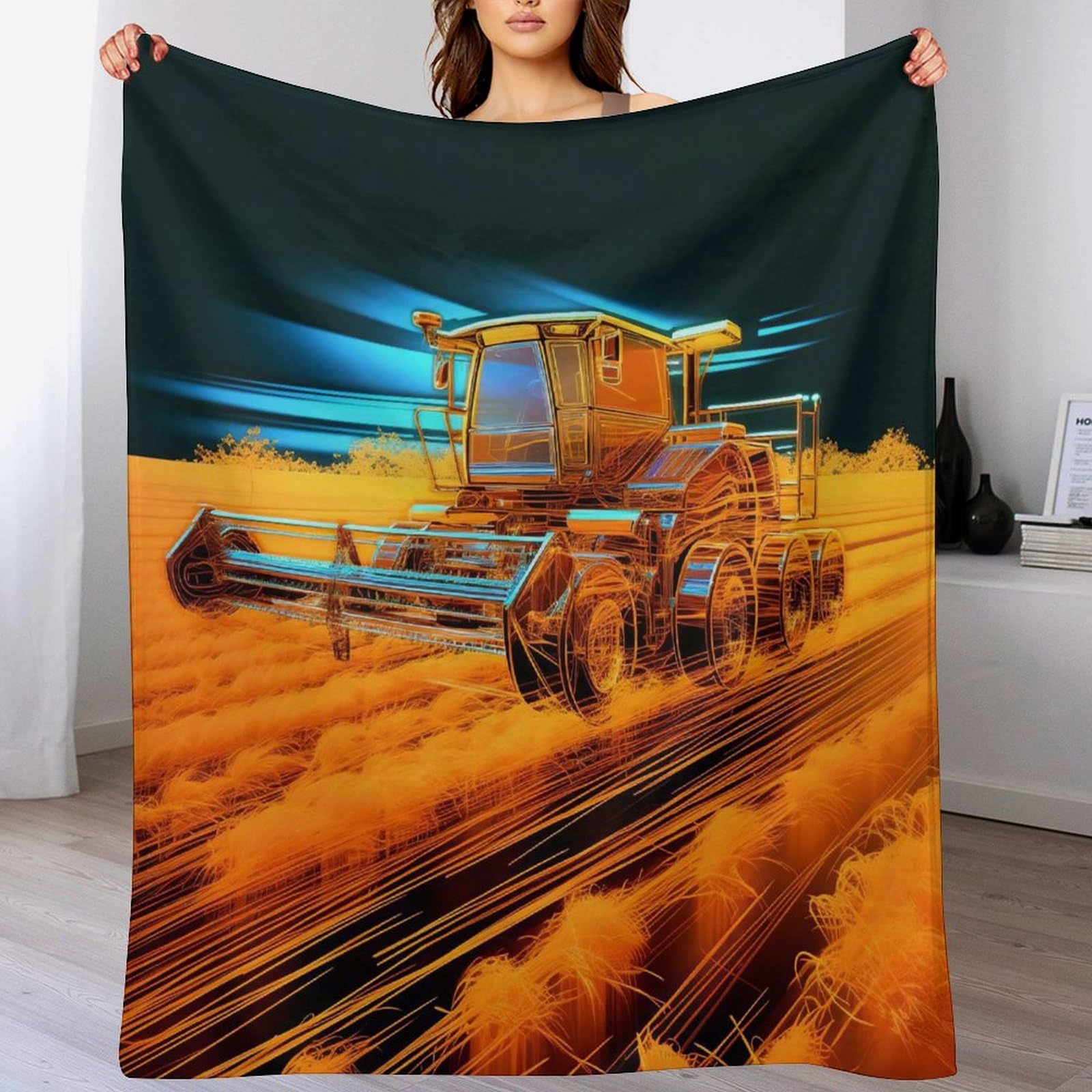 Tractor Blanket Anti Pilling Throw Blankets Cozy Durable Blankets for Office Couch Cinema Gifts Bedroom Decor Plush Bed Blanket Quality Washable（130×150cm）