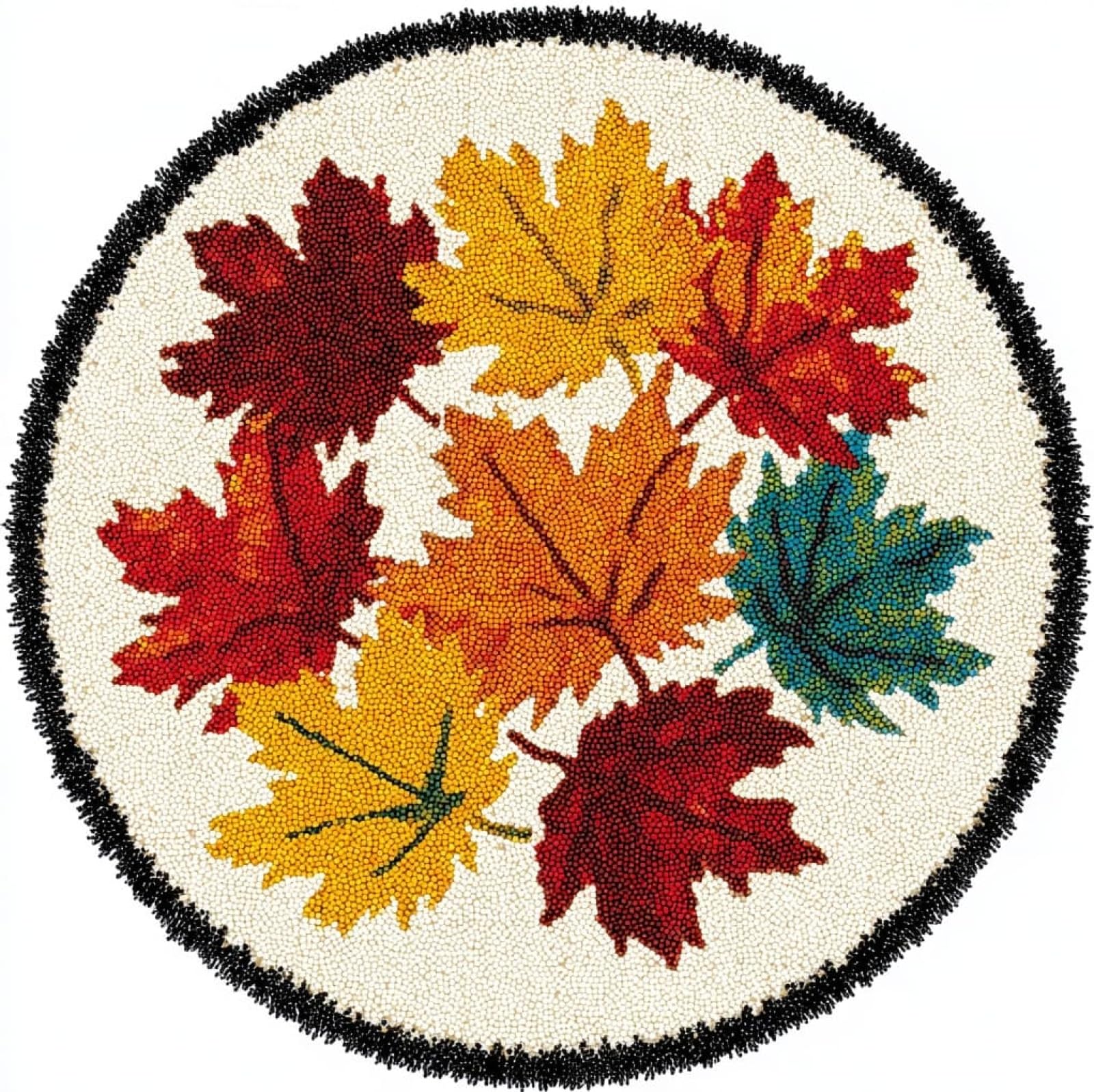 WallustrioaW Crochet Rug Making Kit for Adults,Maple Leaves,DIY Needlework Crafts for Home Decor,Latch Hook Kits Gift for Beginners Kids,50x50cm