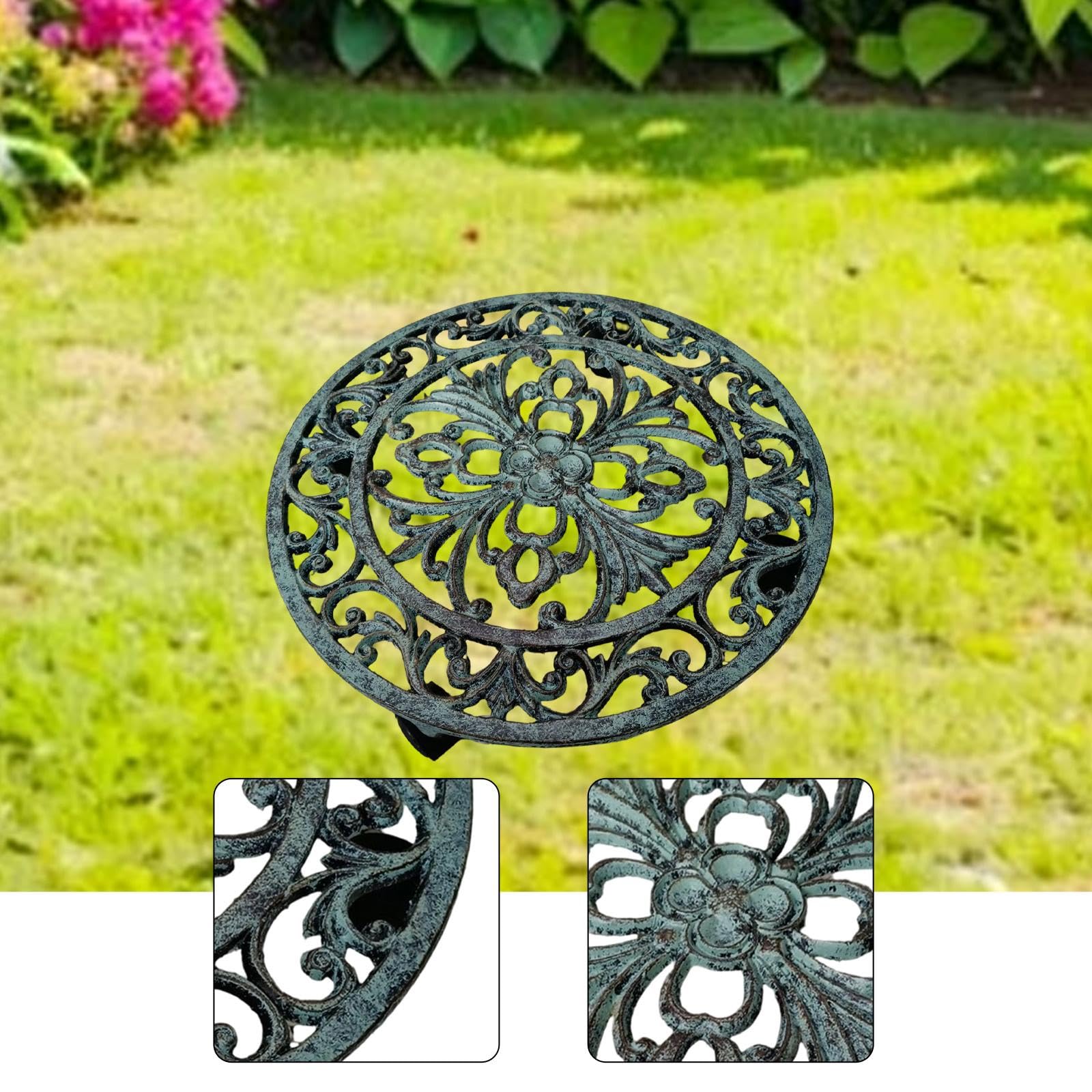 Gralara Support à Plantes à roulettes, déplace-Pot, Accessoires métalliques Polyvalents, Pratique pour l'intérieur et l'extérieur, Chariot à Fleurs, Bleu