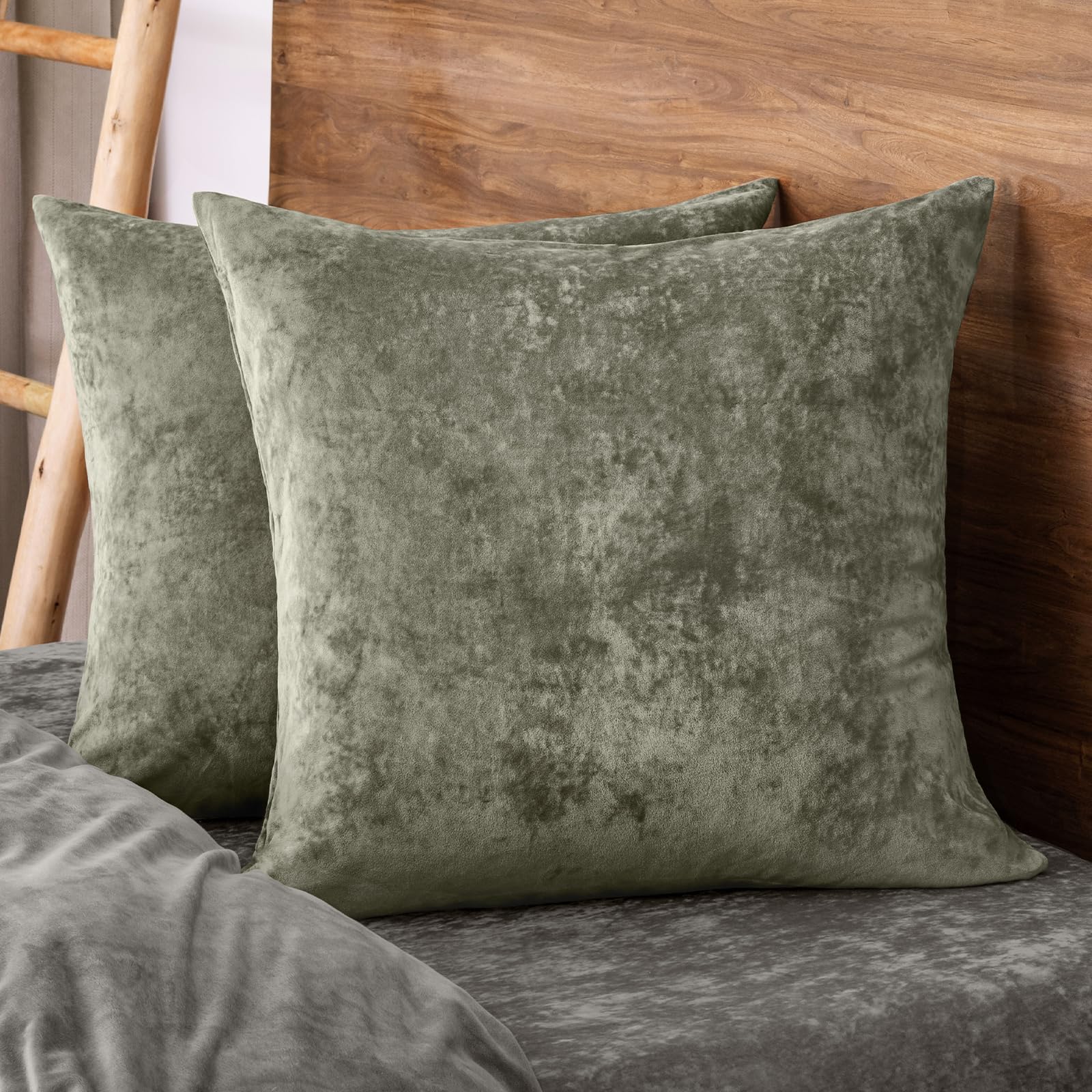 phf truly velvet euro sham, 26"x 26",no insert, 2 pack color gradient euro throw pillow covers, ultra soft cozy pillow covers for home decorative, no shedding, no pilling, vetiver