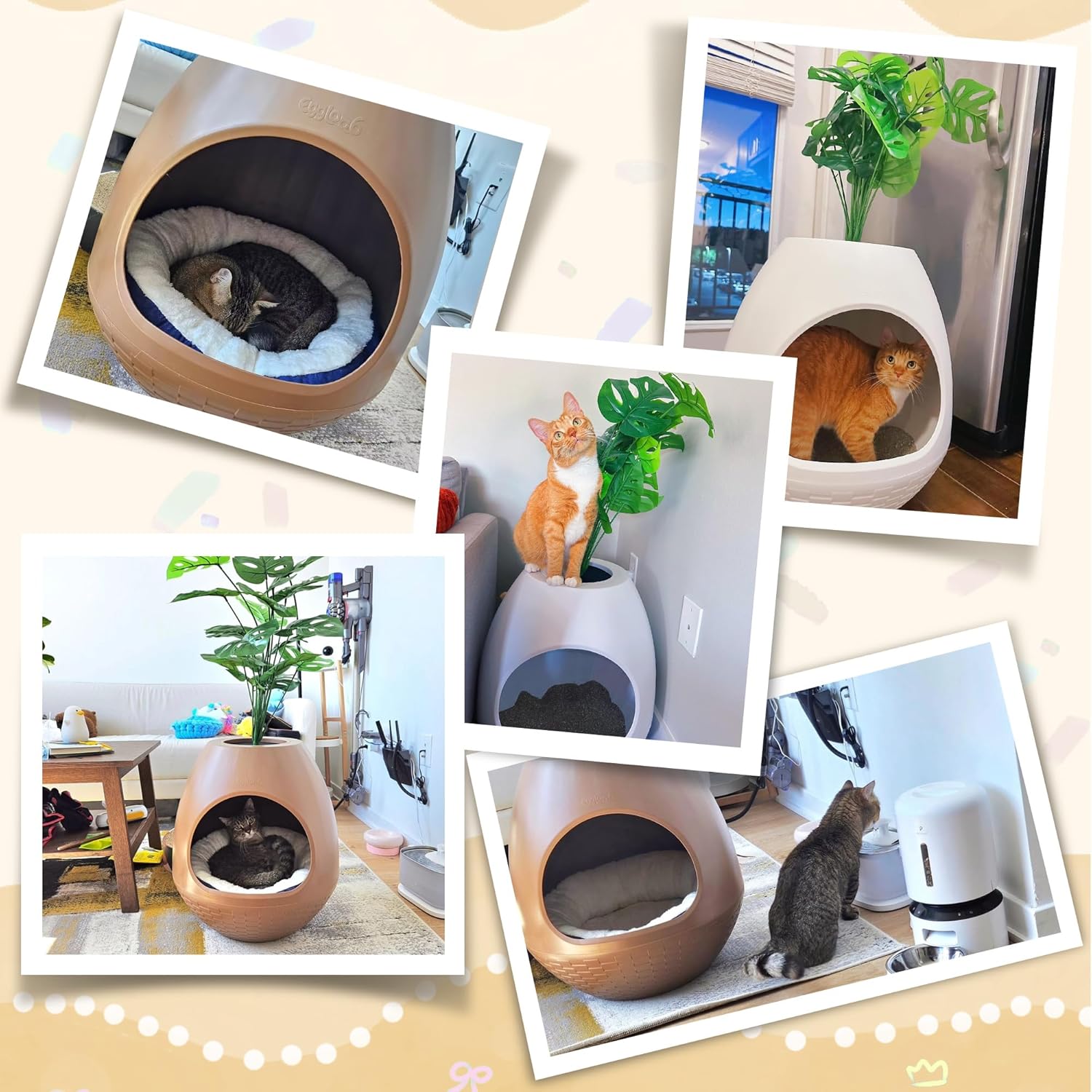 Eggloa6 Plant Large Cat Hidden Litter Box with 4X Litter Box Liners, Cat Litter Mat, Artificial Plant Litter Box Enclosure Furniture Large DIY Litter Box Furniture for Cat Kitty Bunny