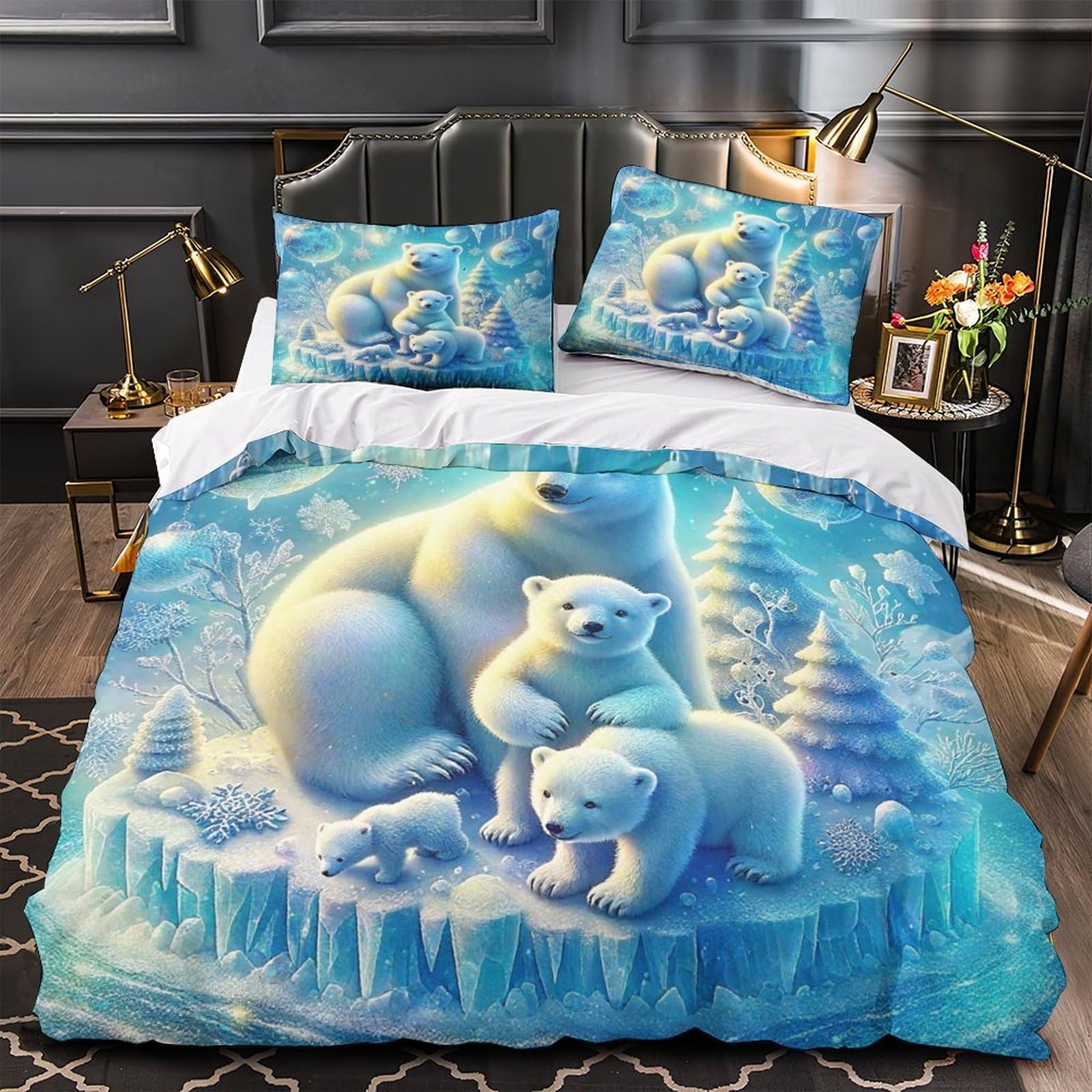 Housse de couette ours polaire 3D pour une chambre d'enfant cocooning et chaleureuse