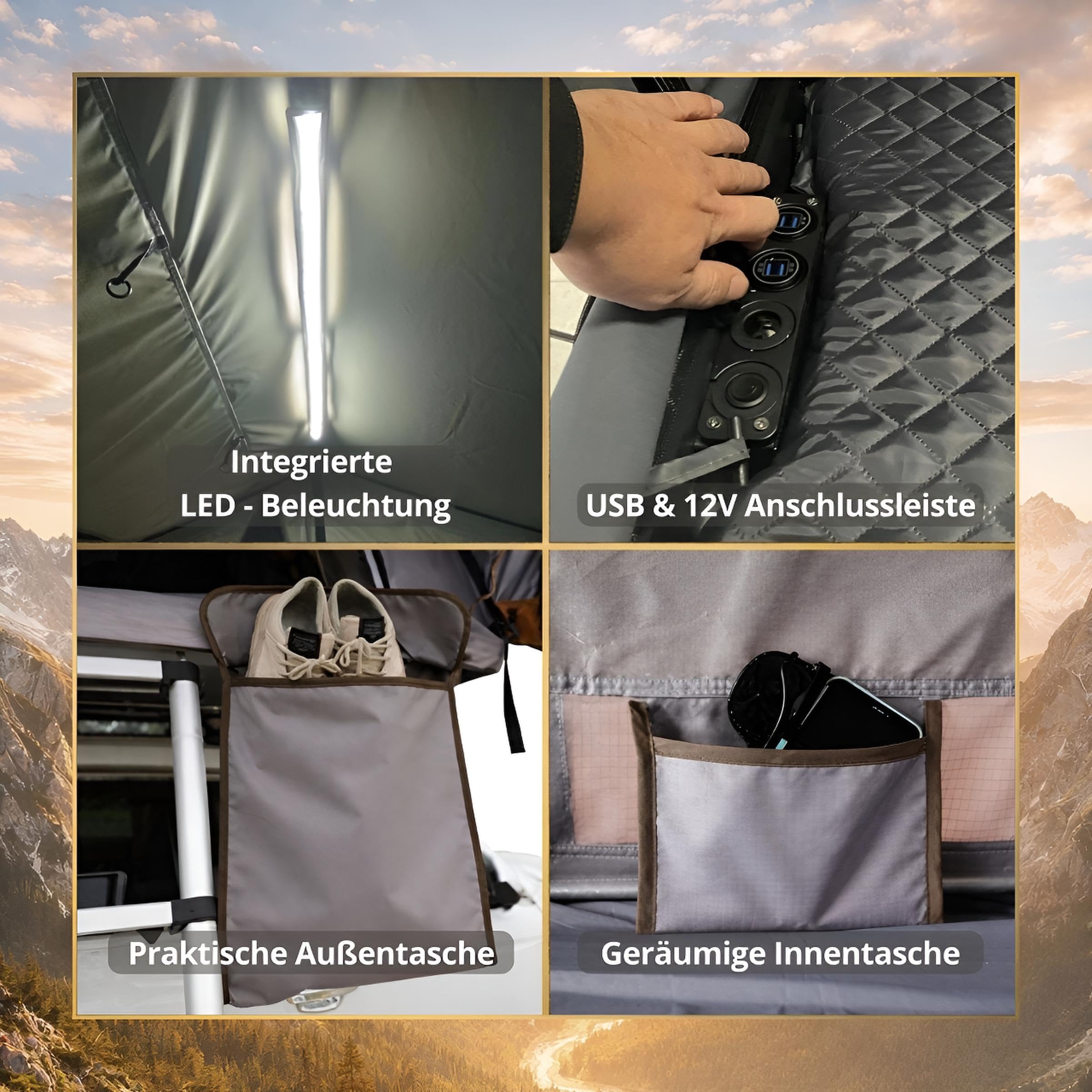 Z-Fold Dachzelt Hardcase Aluminium Autodachzelt Grau oder Khaki Zelt mit optionalem Sonnensegel