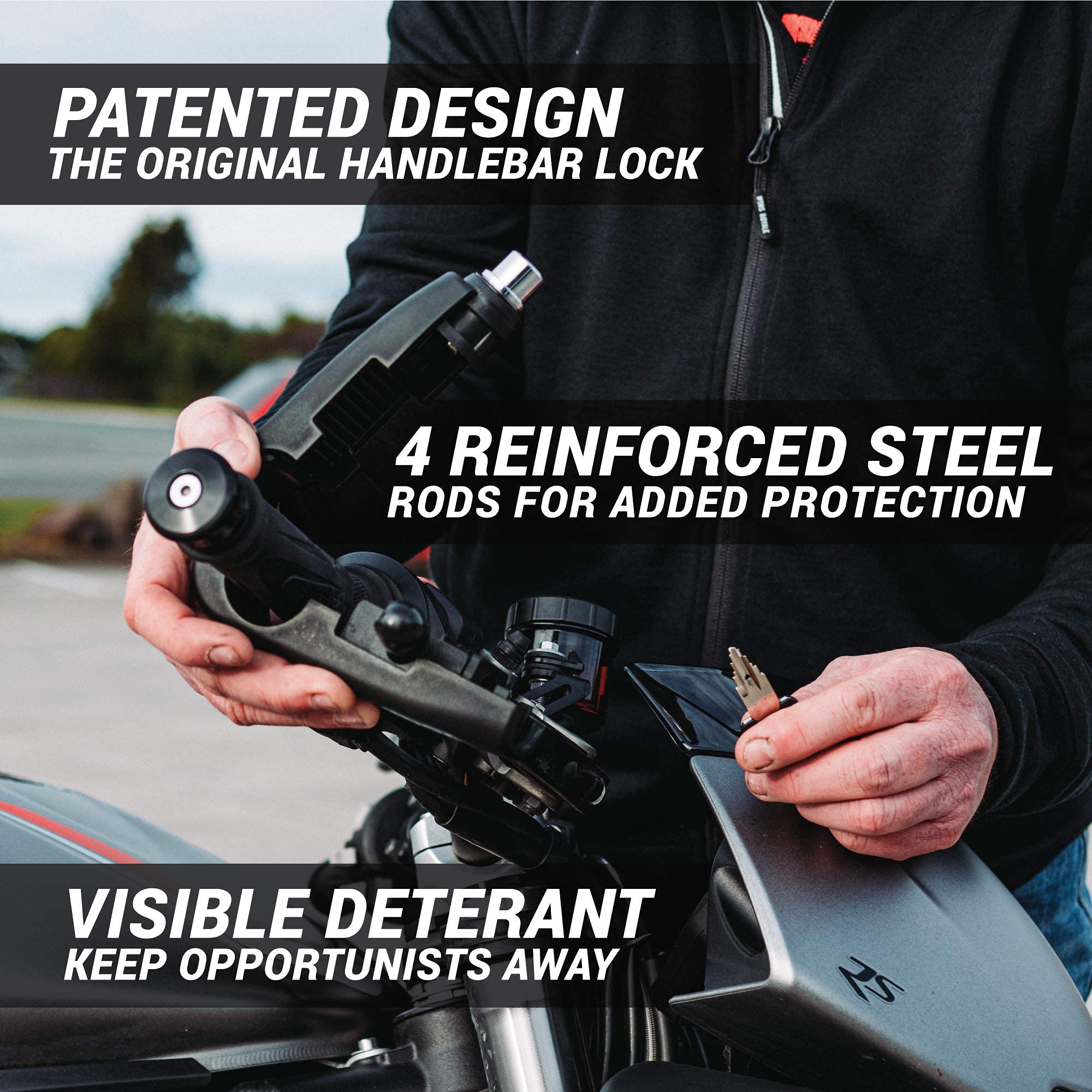 Aerofast - Cerradura Seguridad Antirrobo para Manillar de Motocicleta con Cierre Antirrobo para Motocicleta, ATV, Moto y Scooter, Color Negro